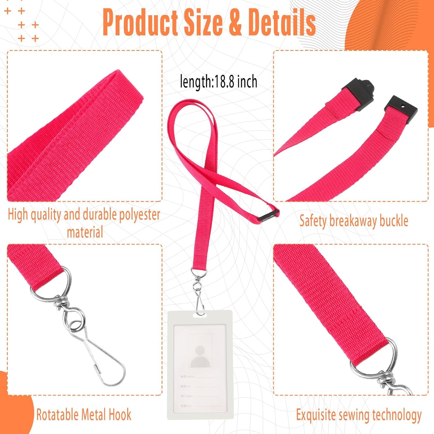 Patelai 120 Pcs Breakaway Lanyards with J Hook Bulk Flat for ID Badges Neck Badge Lanyards Card Nametag Holder Neck Straps (Multi Colors)