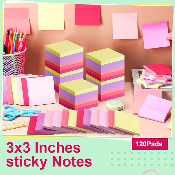 Fainne 120 Pack Sticky Notes Bulk 3 x 3 inch Self Stick Note Pads Multicolor - Image 3