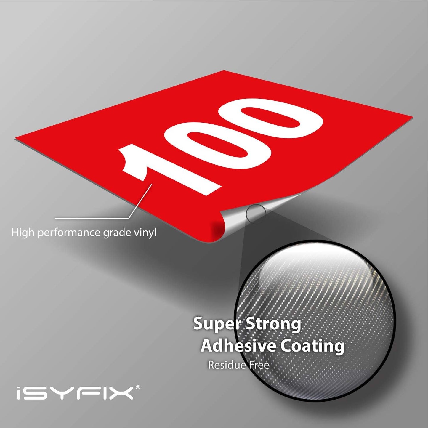 iSYFIX Red Consecutive Number Stickers – 1 to 100, 3-inch, 1 Set – Vinyl Self Adhesive Premium Decal, Ideal for Inventory, Storage, Organizing, Boxes, Bins, Toolbox, Lockers & More, Indoor/Outdoor