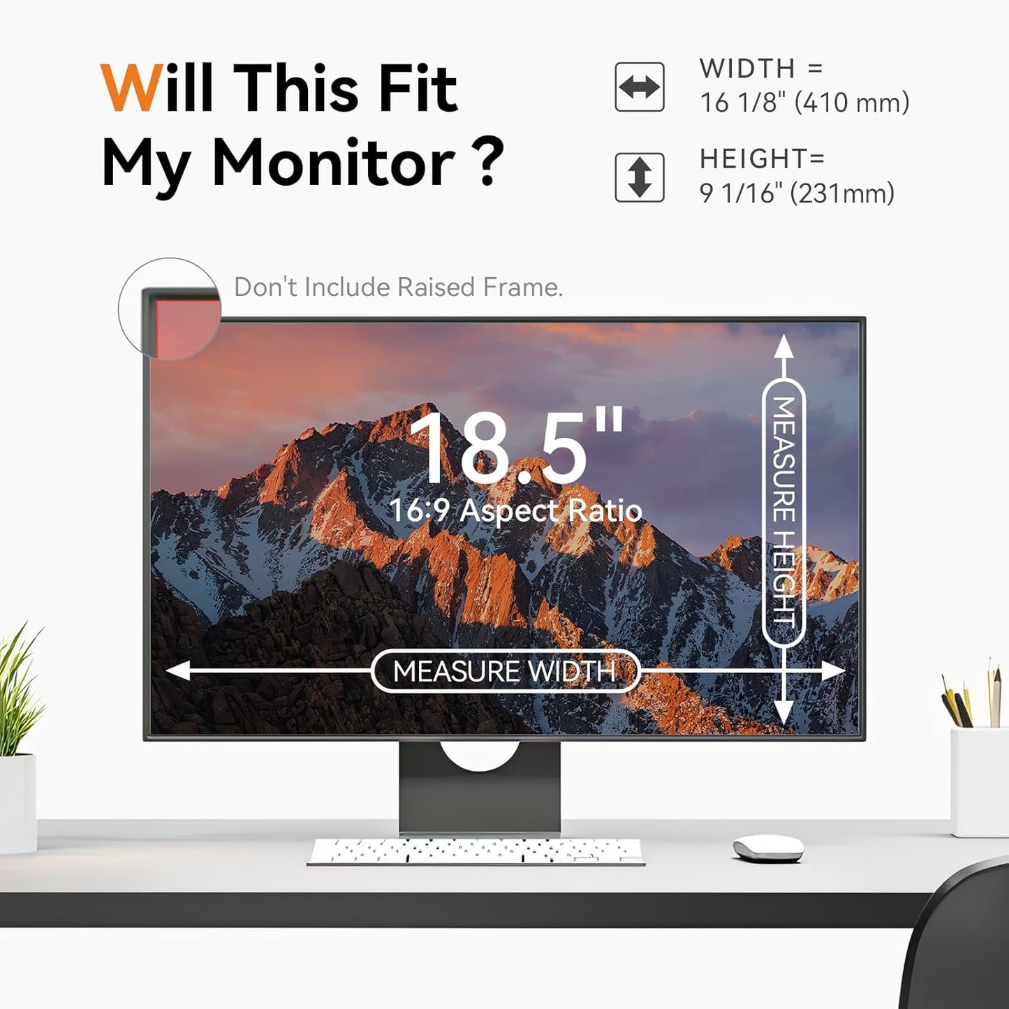 [2-Pack] 18.5 Inch Computer Privacy Screen for 16:9 Aspect Ratio Widescreen Monitor, Eye Protection Anti Glare Blue Light Computer Monitor Privacy Filter, Removable Anti-Scratch Screen Protector Film