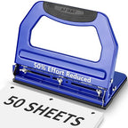 AFMAT 3 Hole Punch Heavy Duty, 9/32" Holes, 50-Sheet Hole Puncher 3 Ring by AFMAT