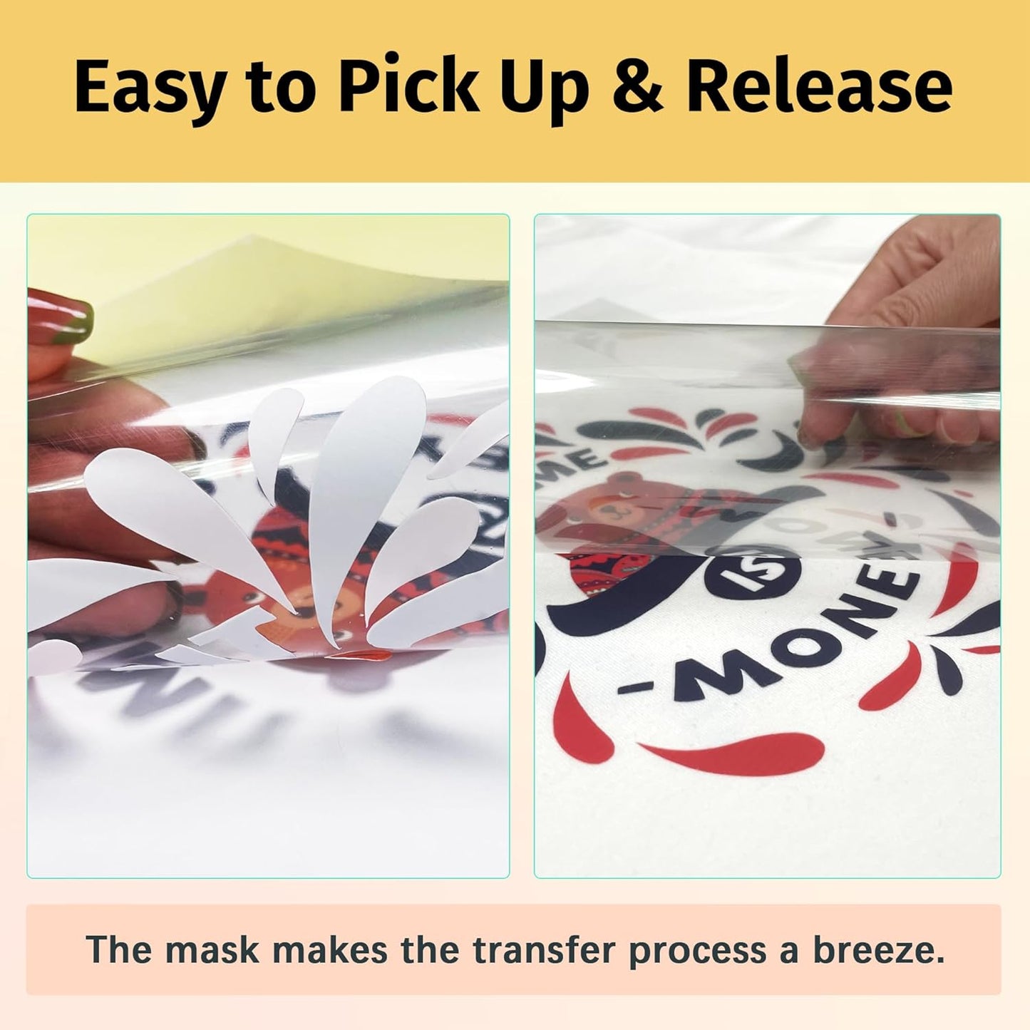 TransOurDream Tru-Heat Transfer Mask for Light T Shirts Transfer Paper (20 sheets, 8.5"x11") Clear Iron on Transfer Tape for Printable HTV Vinyl (TAPL-20)