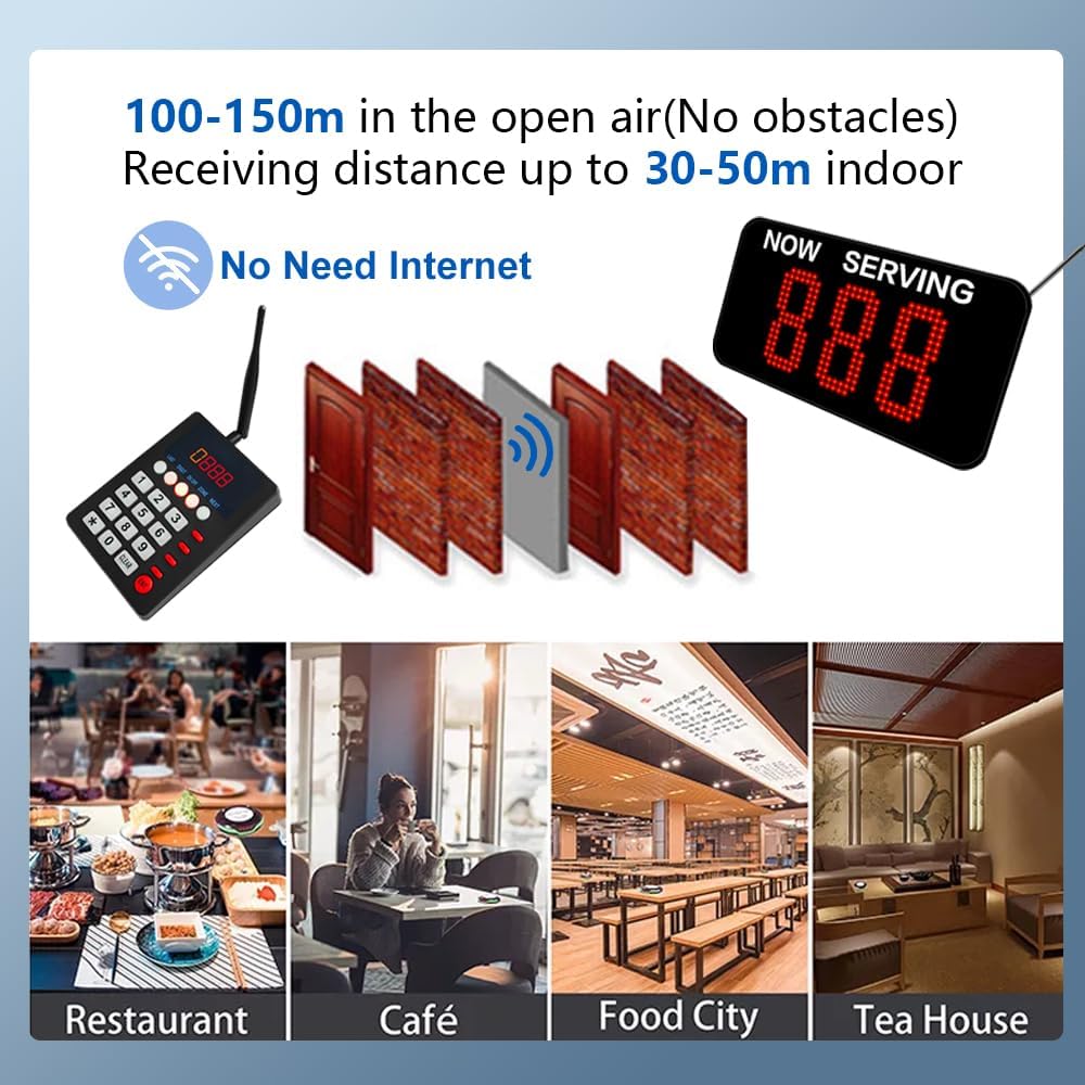 Take a Number System Queue Calling System Queue Management System with Thermal Printer for Medical Clinic Restaurant Hospital Bank Waiting for Haunted House (1 keypad 1 Display 1 Printer)