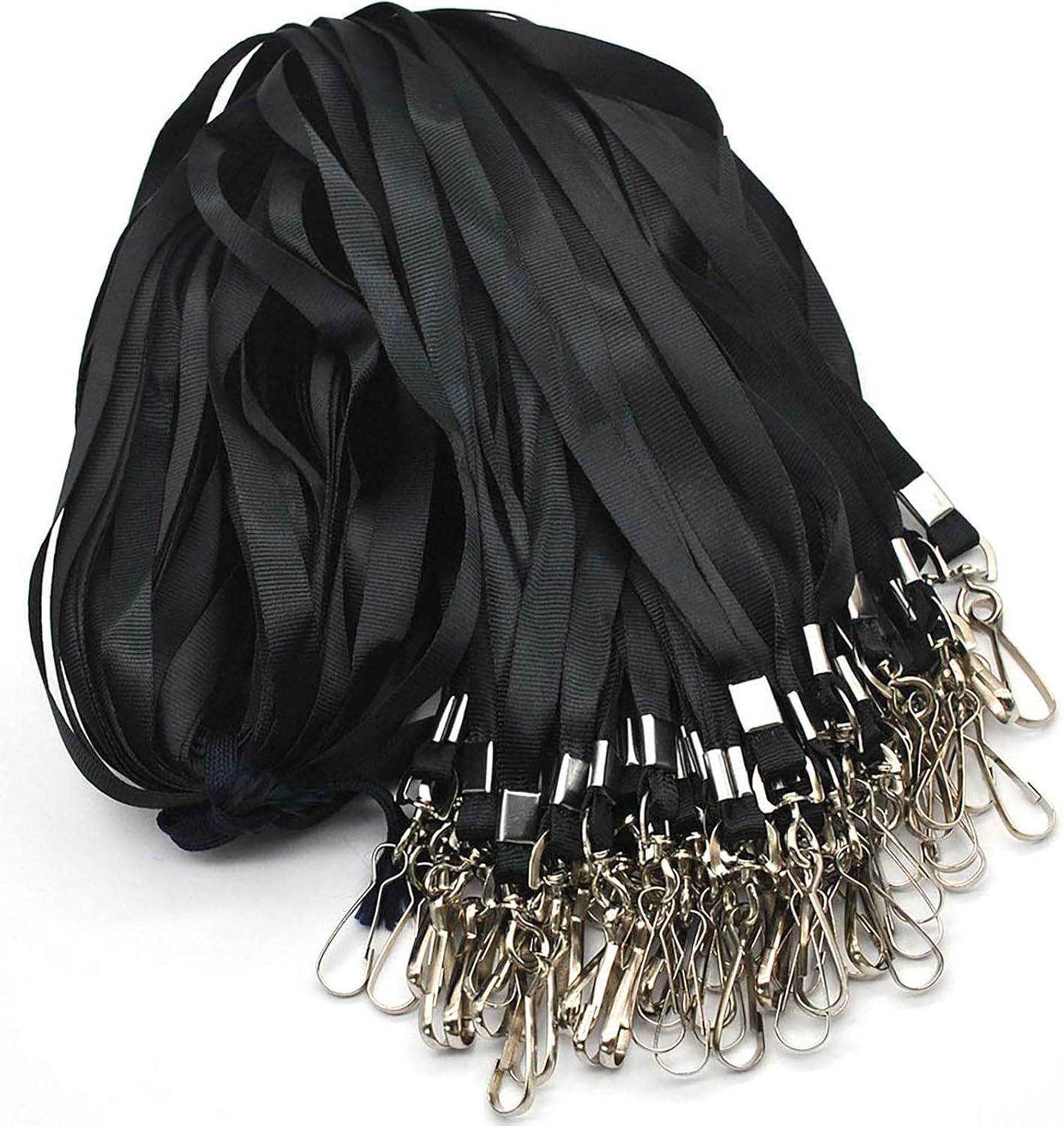 Lanyards 100 Pcs Lanyard for Id Badges Flat Lanyard with Badge Clip J-Hook