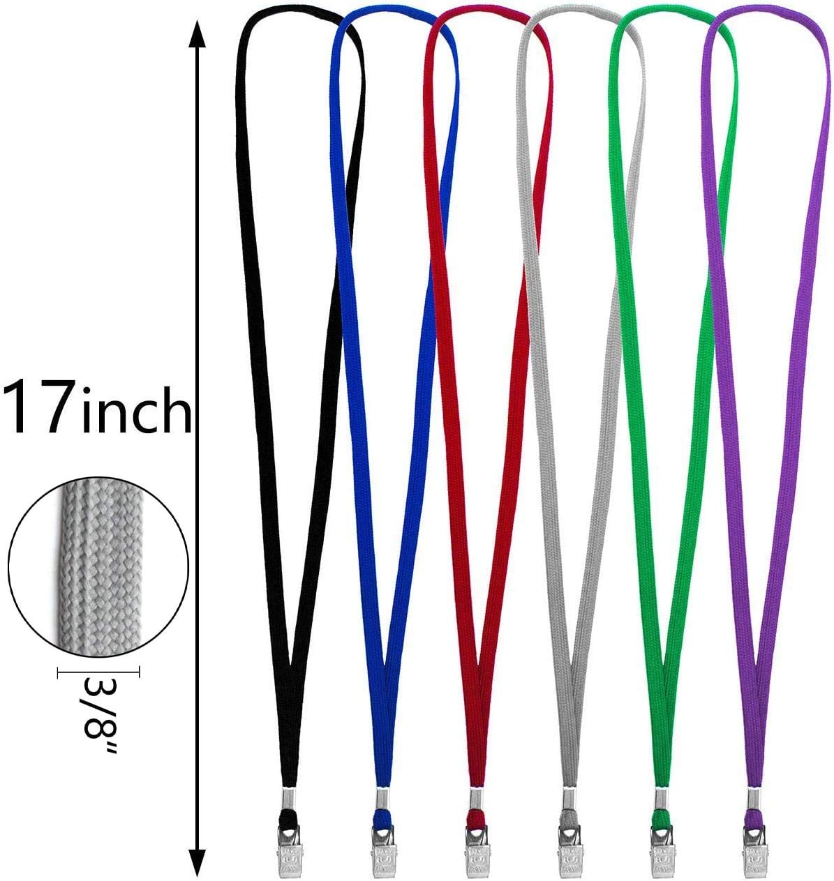 Beebel Lanyard 100 Pack Black Badge Lanyards Flat Lanyards Round 32" With with Badge Clip (Yellow)