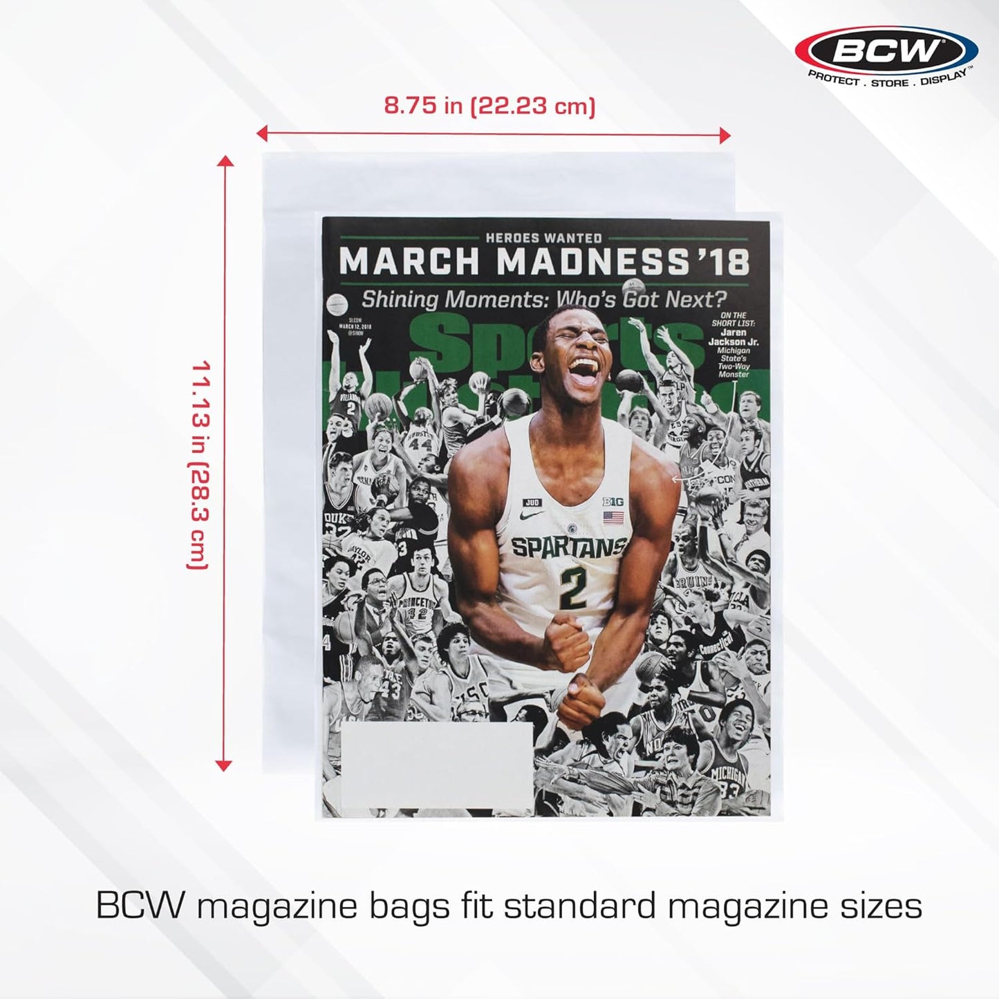 BCW Thick Magazine Bags - 1 Pack of 100 | Acid-Free, Clear Polypropylene Sleeves for Archival-Quality Storage of Collectible Magazines | Protect and Showcase Your Valuable Comic Book Collection