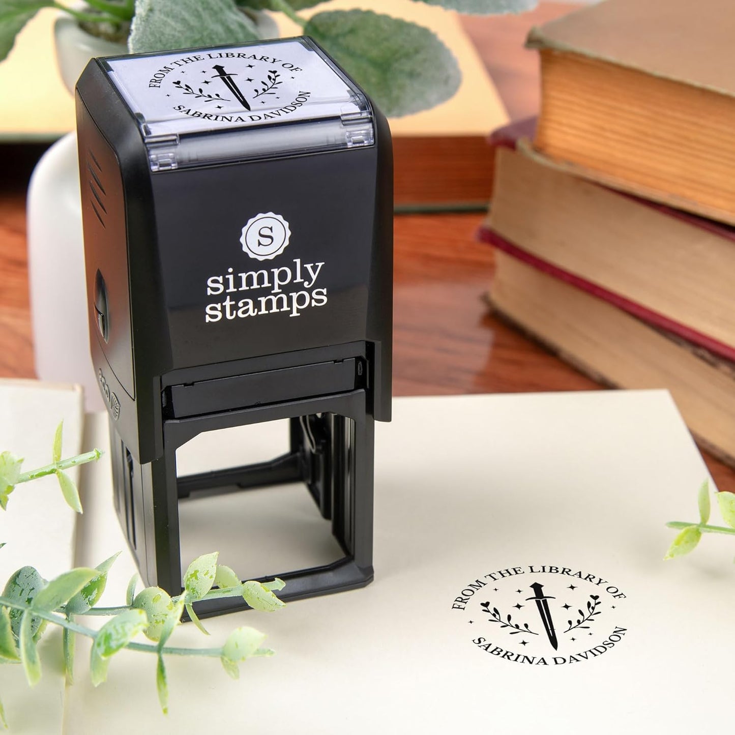 from The Library of Embossers & Stamps for Fantasy Book Readers | Custom Embosser | Custom Stamp | Ex Libris | Elevate Your Fantasy Collection of Stories and Novels (Design 19, Self-Inking Stamp)