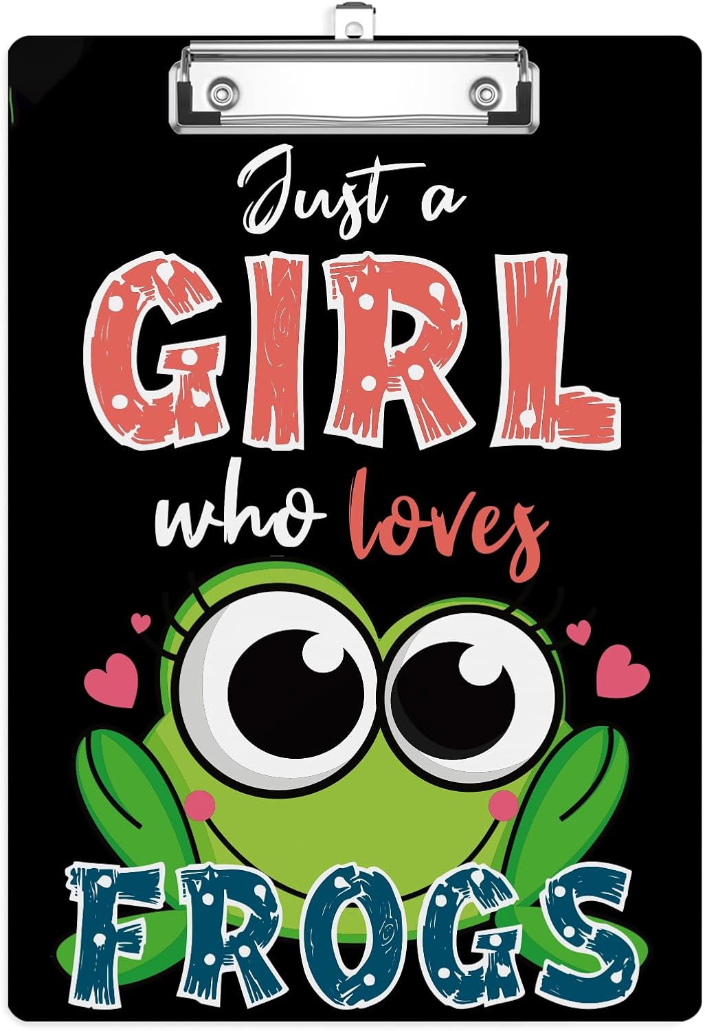 Just A Girl Who Loves Frogs Plastic Clipboards,Cute Fashion Clipboard Decorative 8.5" x 12.5"Standard A4 Size Clipboards,Acrylic Clipboard for Teacher,Social Worker,Students,Nurse,Office Supplies