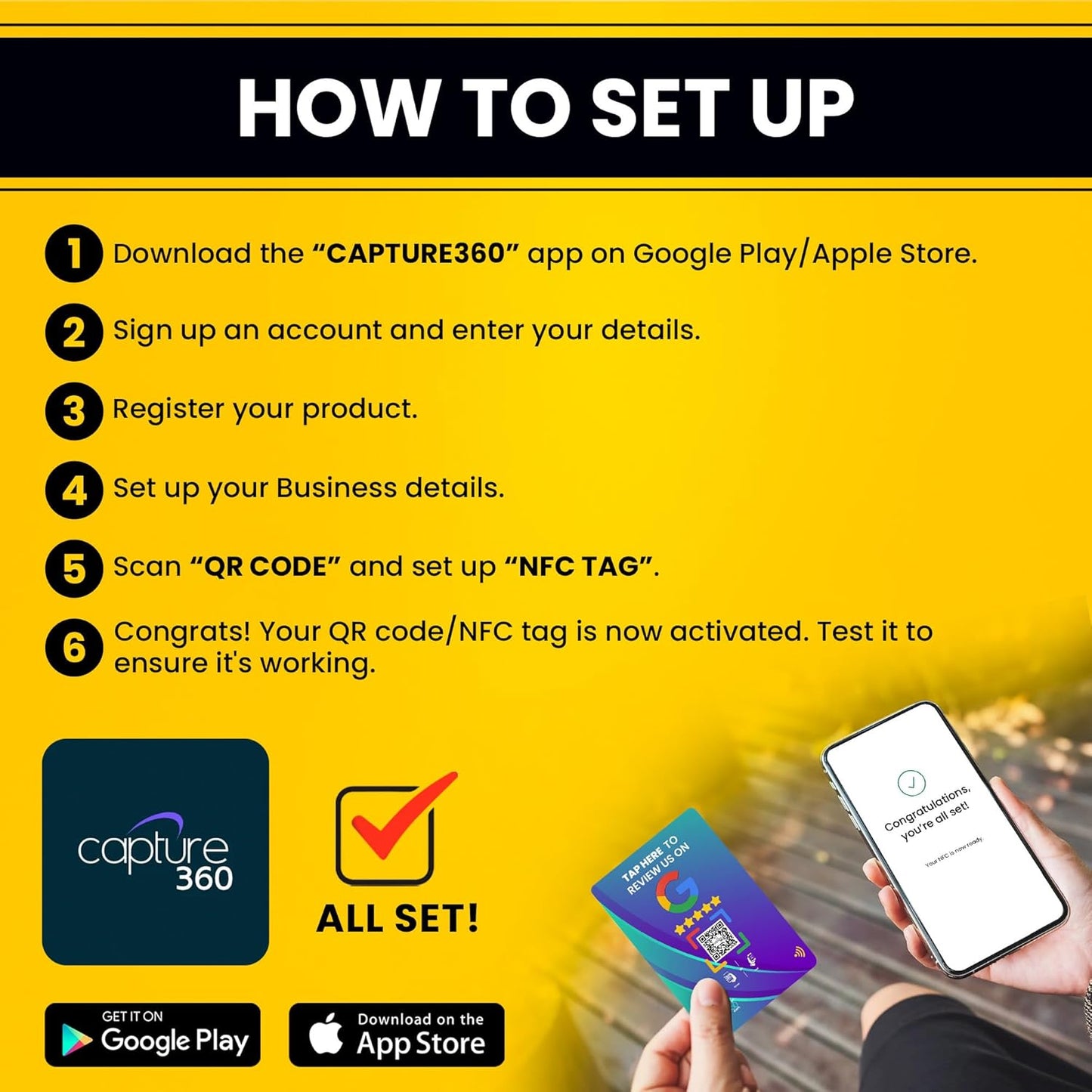 NFC Business Google Review Tap Card, Contactless, Enhances SEO, Saves Time, User-Friendly, Reusable, Boosts Online Presence & Encourages Business Feedback (Blue, 1- Pack Google Card)