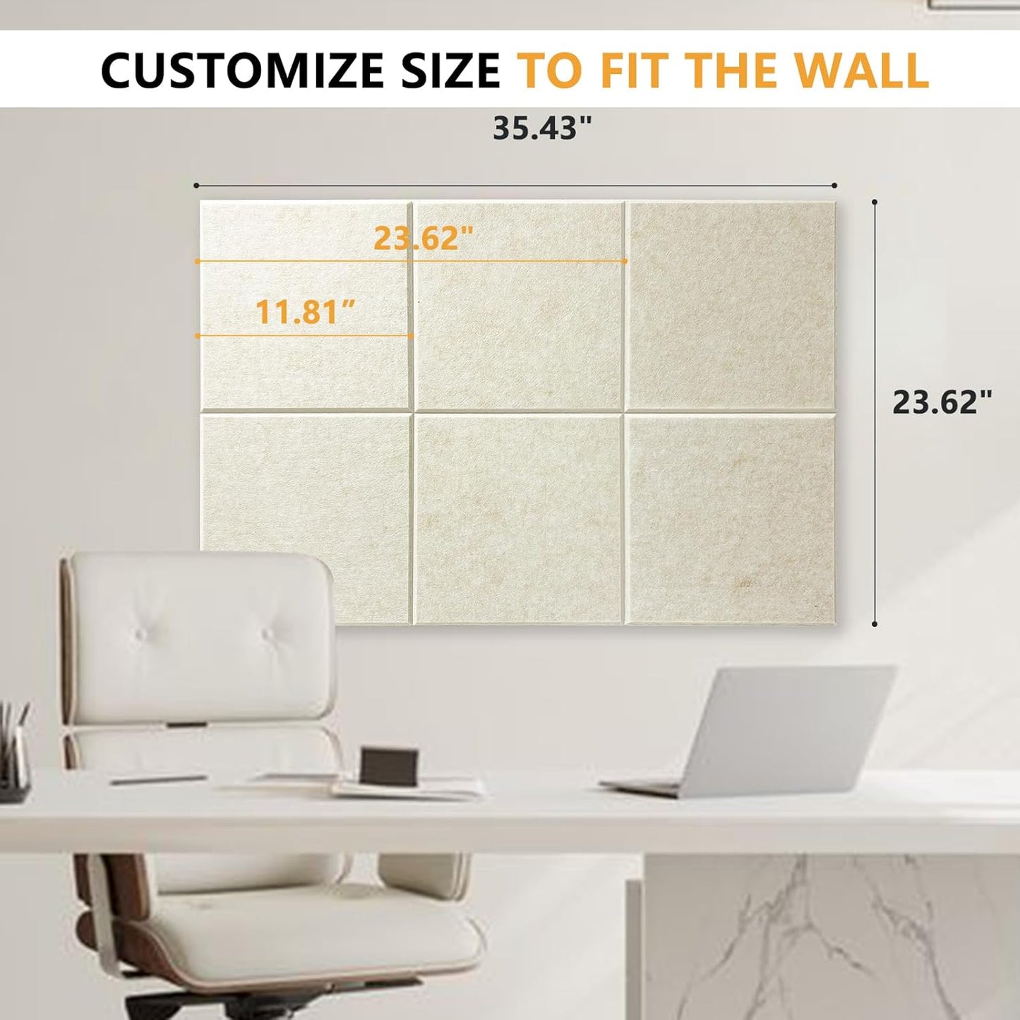 Thick Cork Board for Wall with Pins, 36" x 24" Bulletin Board Self-Adhesive Pin Board | Customized 6 Packs Felt Tiles for Office Home Wall Decor