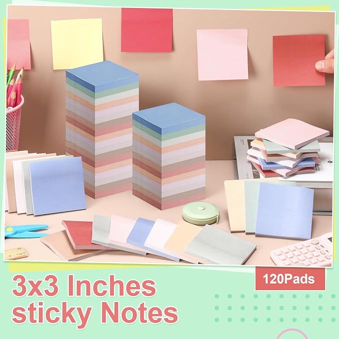 Fainne 120 Pack Sticky Notes Bulk 3 x 3 inch Self Stick Note Pads Multicolor - Image 3
