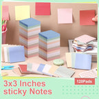 Fainne 120 Pack Sticky Notes Bulk 3 x 3 inch Self Stick Note Pads Multicolor - Image 3