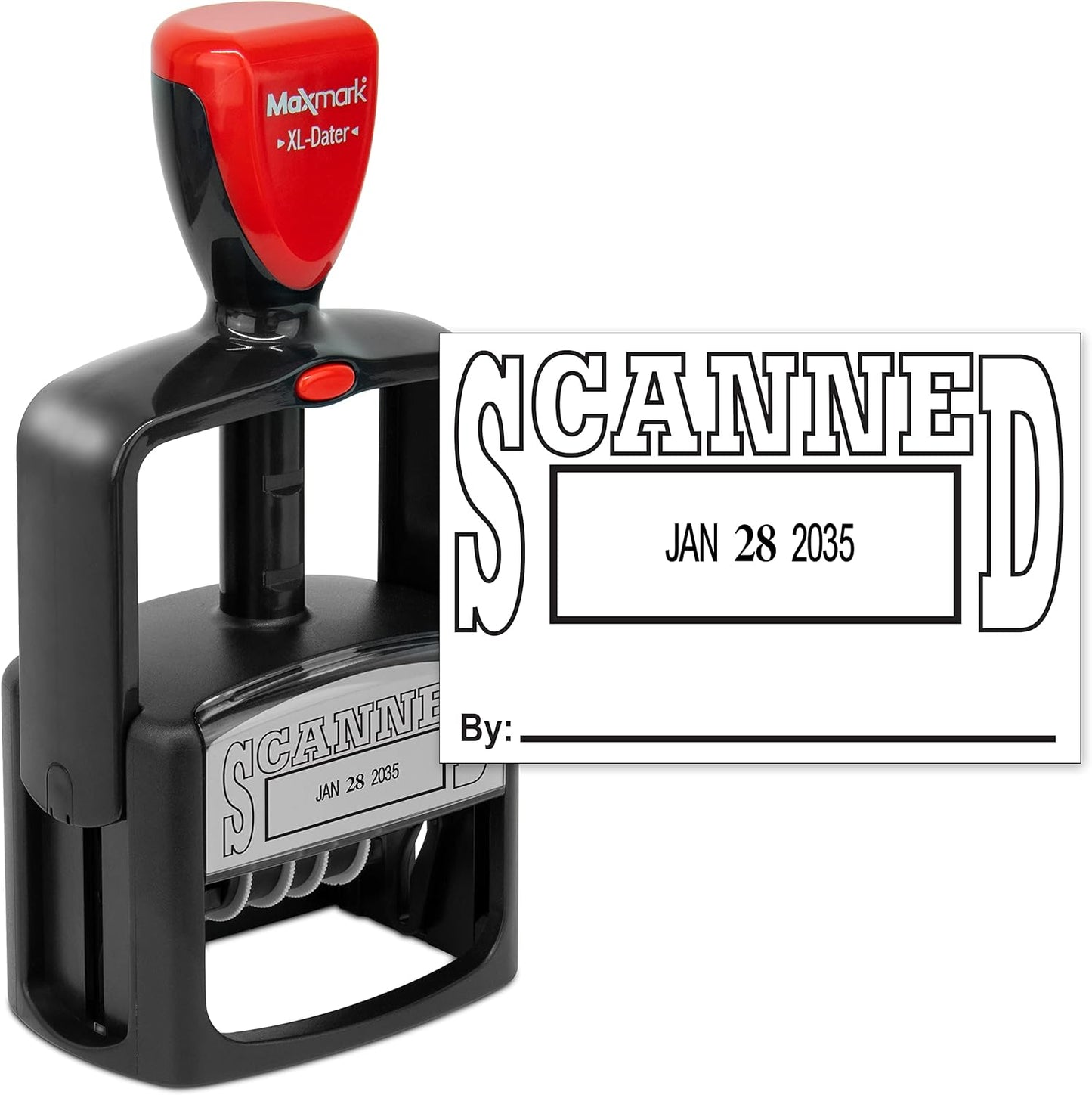 MaxMark Heavy Duty Style 5 Date Stamp with Scanned self Inking Stamp - Black Ink