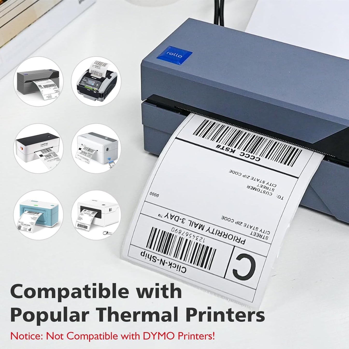 DGBDPACK 4"x6" Direct Thermal Shipping Labels 2400 Lables/8 Roll (300 Pcs per Roll) Compatible with Zebra Rollo Beeprt Printer Permanent Adhesive