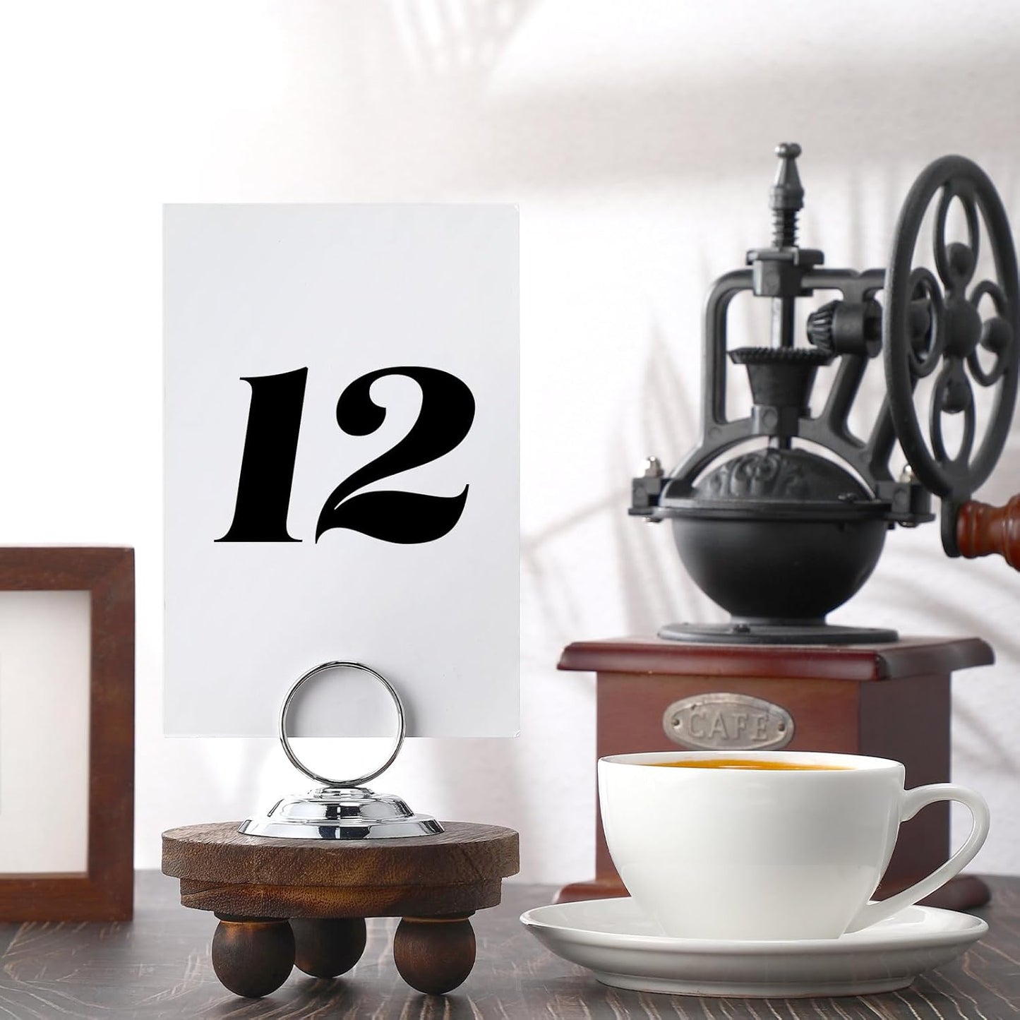 24 Pcs Table Number Holders Metal Place Card Holders Table Number Stands Tabletop Menu Sign Stands for Wedding Restaurant Recipe Banquet Birthday(Silver)