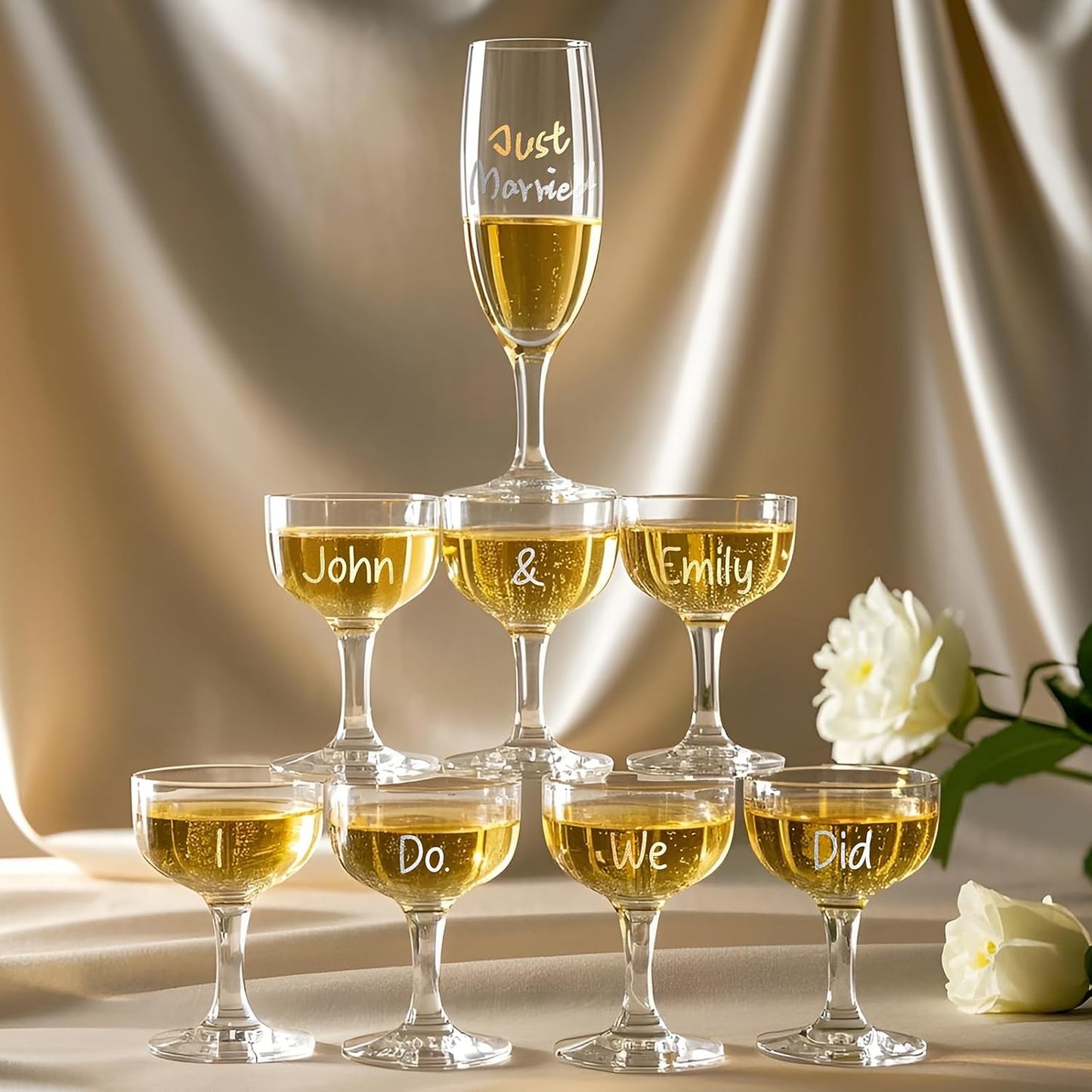 Metallic Wine Glass Markers 8Pcs, Non-Toxic, Food-Safe, Dishwasher-Safe, Wine Glass Marker Pens for Ceramic Plates, Parties & Weddings