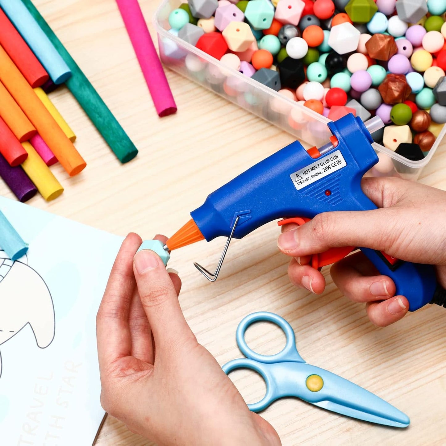2 Pieces Mini Hot Glue Gun with 10 Glue Sticks for Class Projects Small Hot Melt Gun for Kids Low Temp Glue Gun with Rubber Protector Craft Glue Gun for DIY Arts, Sealing, Home Repairs, 20 W