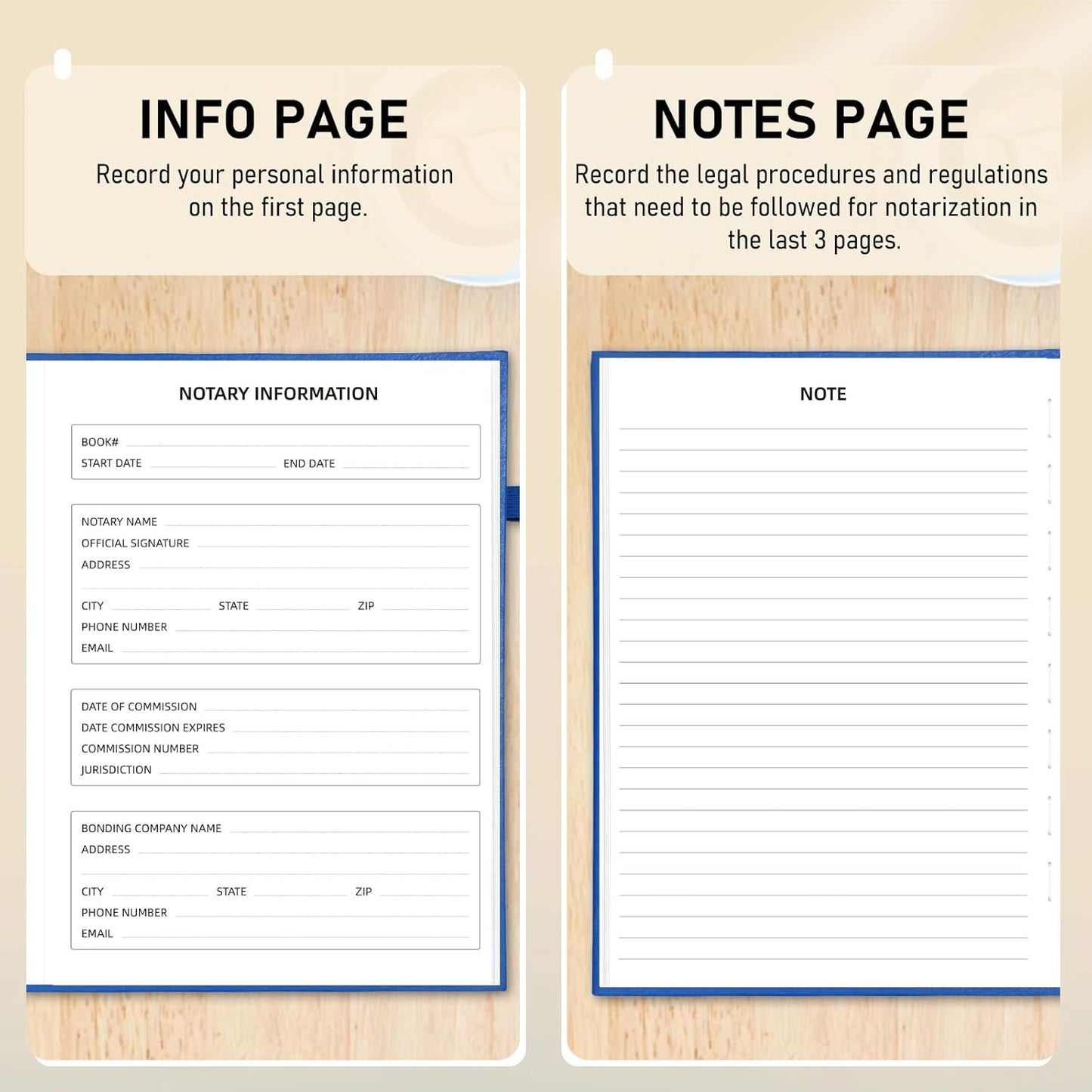 WEMATE Notary Journal Log Book with 480 Record Entries, 12″x8.5″ Hardcover Notary Book - 120gsm Thick Paper, Notary Supplies with 160 Numbered Pages, Large Capacity for Notarial Records (Blue)