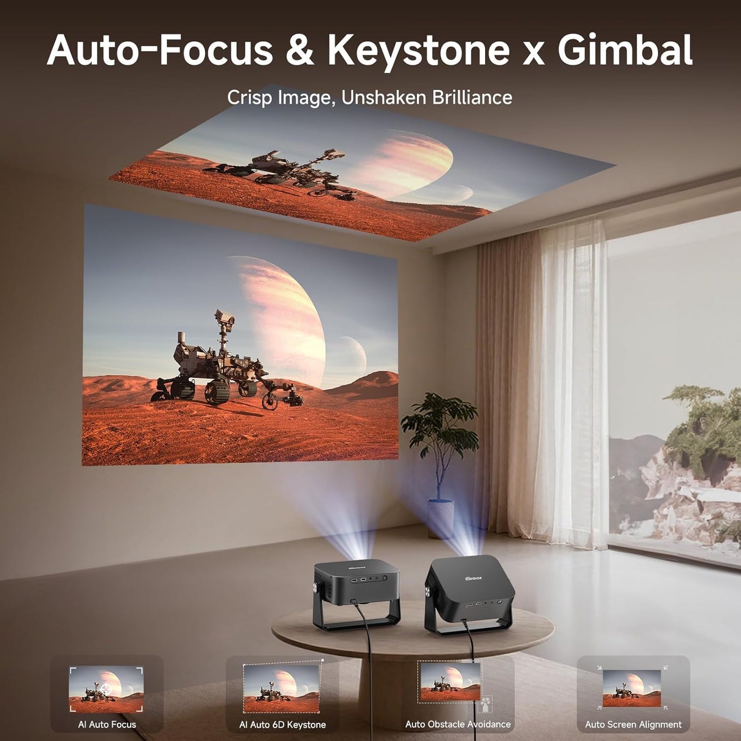 [1200 ANSI/Auto Focus & Keystone/Built-in APPs] 4K Outdoor Projector with Wifi and Bluetooth, Smart Portable Proyector with Built in Apps Netflix/YouTube/PrimeVideo & Dolby, Home Theater with HDR10+