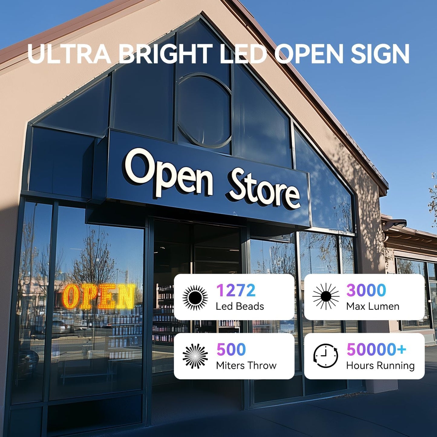 LED Open Signs for Buiness, 48"x16"Large Open Light Up Signs with Remote Controls, Smart App, DIY Editor Colours Sign Flashing Light for Storefront Window Bar Salon Cafes Retail Shops