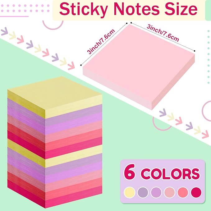 Fainne 120 Pack Sticky Notes Bulk 3 x 3 inch Self Stick Note Pads Multicolor - Image 2