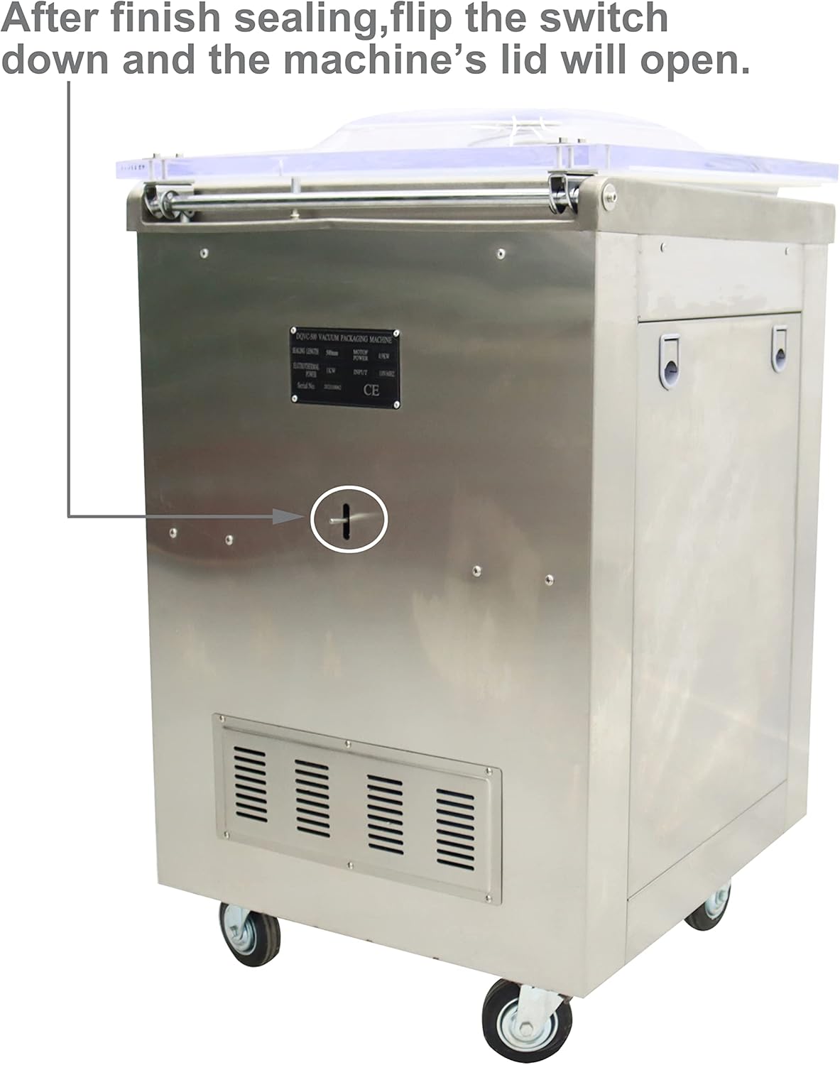 TECHTONGDA Chamber Vacuum Sealing Machine Packaging Sealer Stainless Steel for Food Saving Single Chamber DZ500 Sealing Length 20inch
