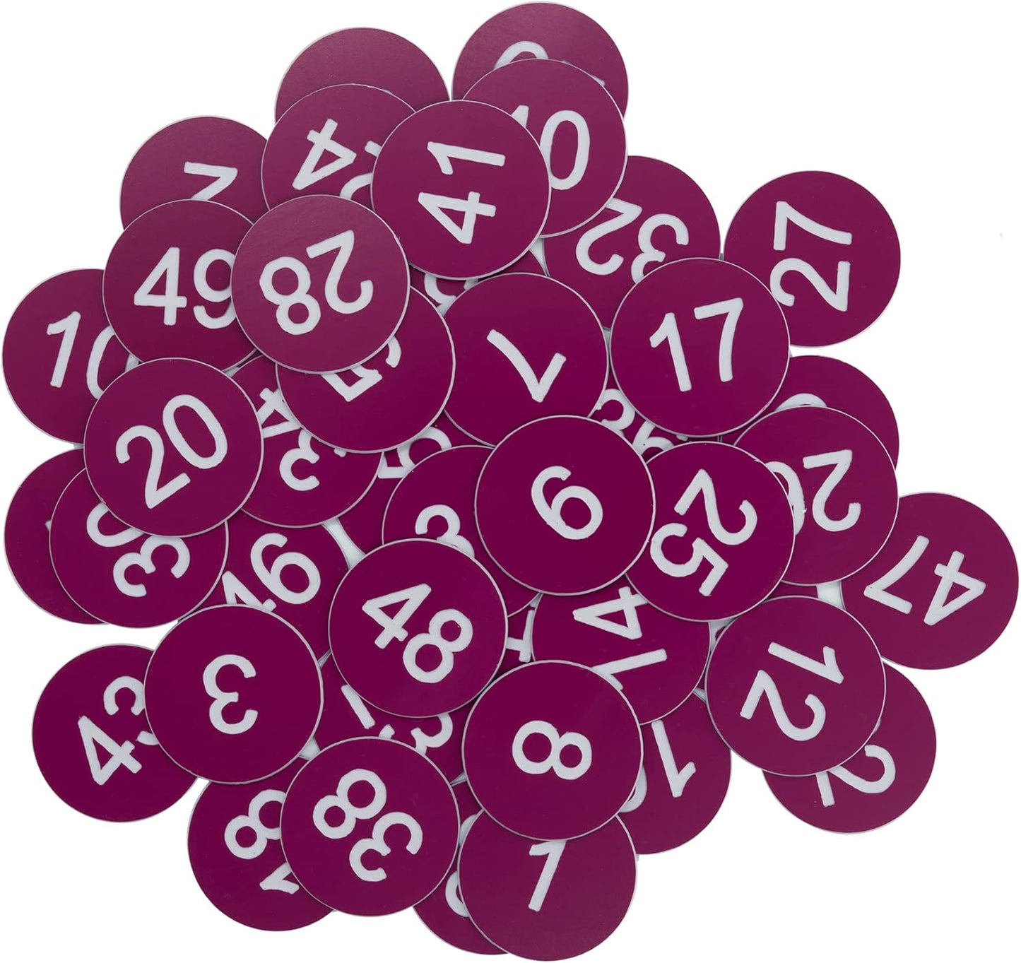 StayMax Plastic Number Tags Engraved Numbered Tags Without Hole (1-100, Purple)