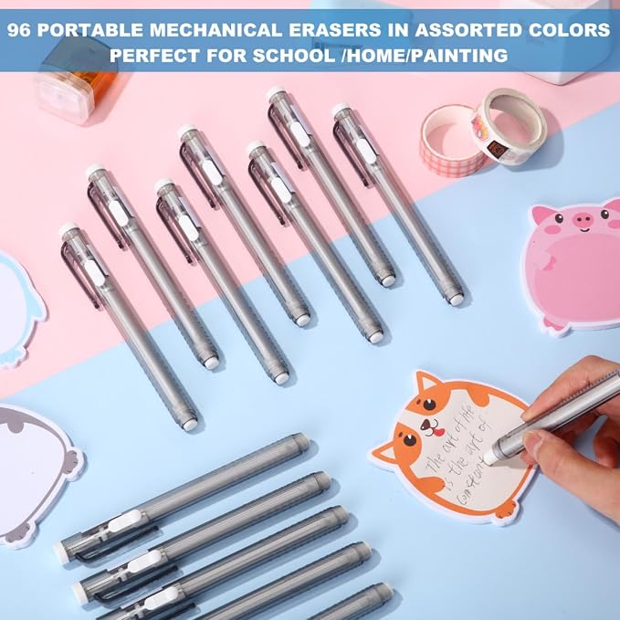 Ctosree 96 Pcs Retractable Mechanical Eraser Bulk Portable Pen Erasers - Image 6