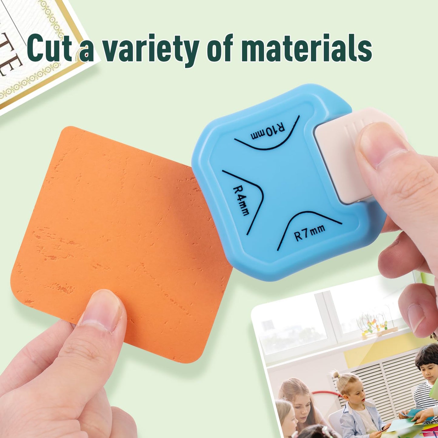 Paper Corner Rounder Punch, 3 in 1 Corner Cutter Rounder for Cardstock (R4mm+R7mm+R10mm), Edge Cutter Craft Card Making and Scrapbooking and Journaling Supplies for Classroom Home(Blue+White)