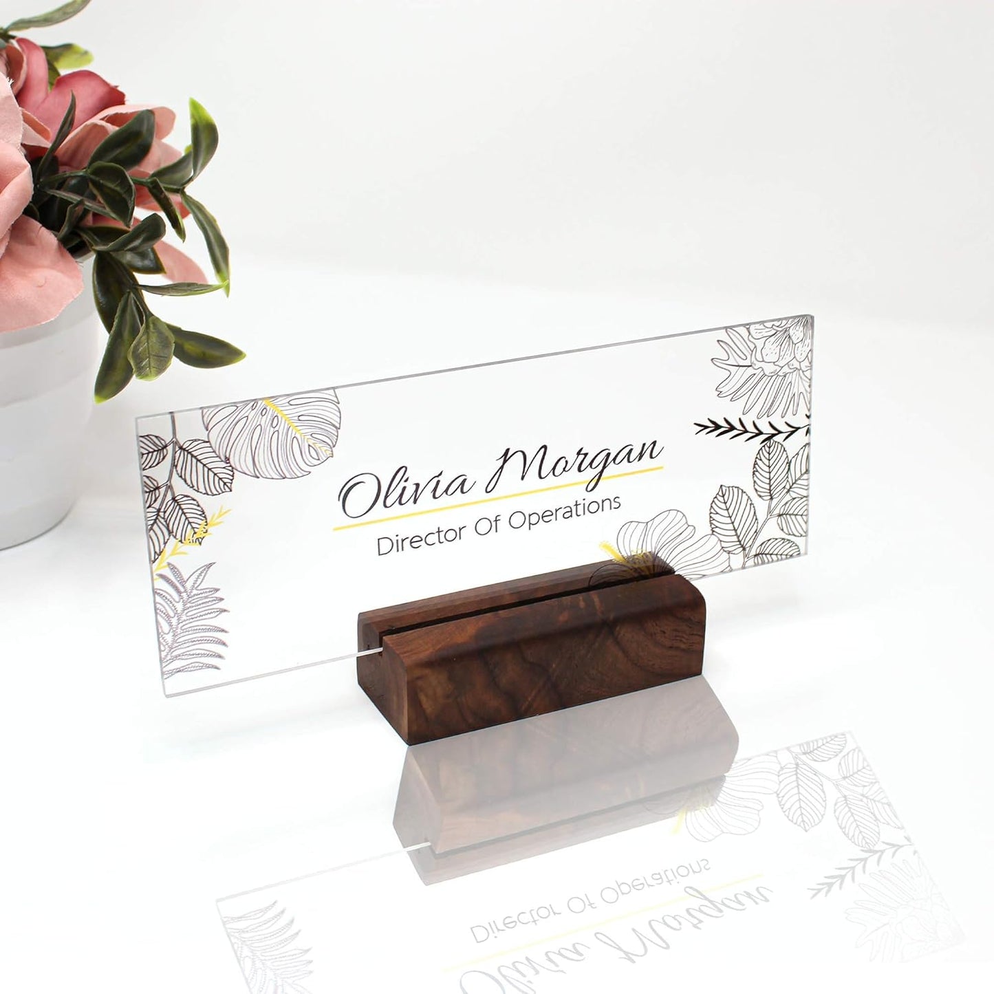 Personalized Desk Name Plate Plaque | Unique Gift | Wood Holder | Office Decor | Teacher Name Plate | Sign | Artswave (Elgant)