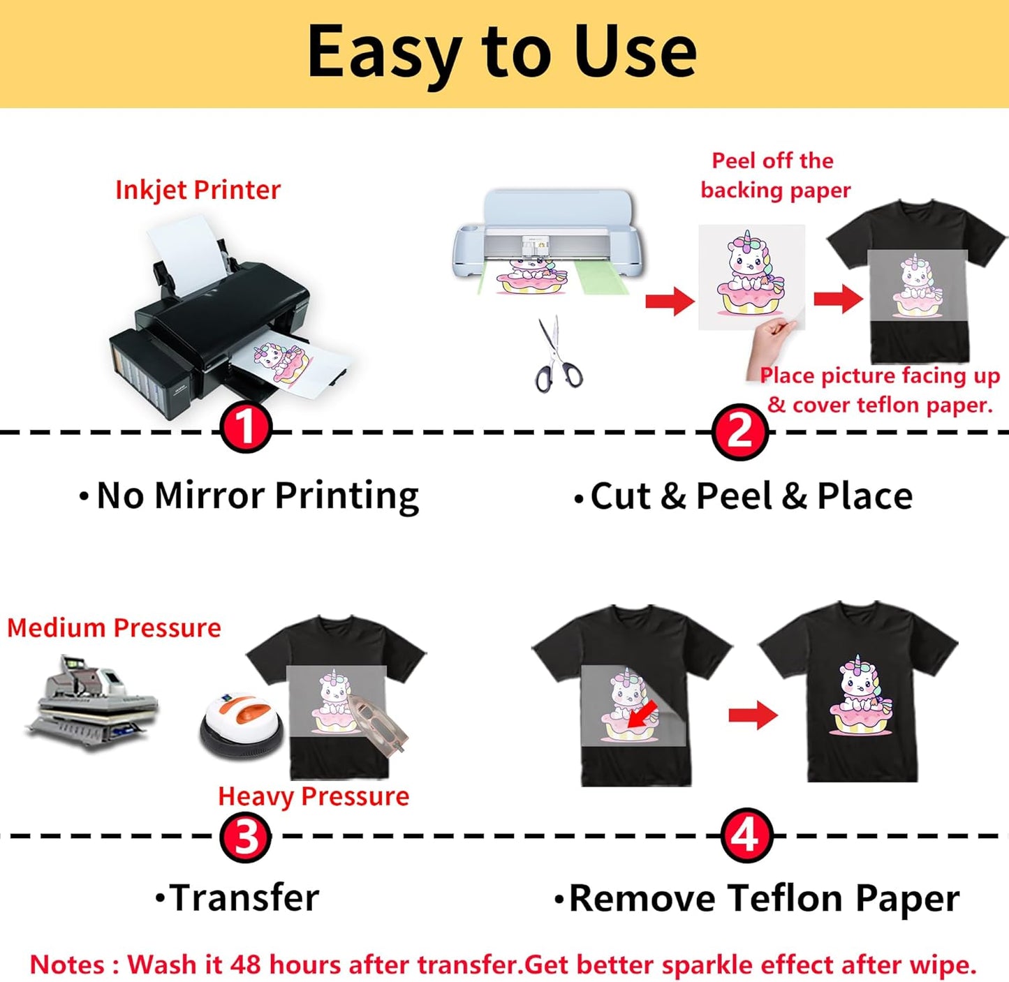 TransOurDream Heat Transfer Paper for Dark T Shirts (Glitter, 20 Sheets, 8.5x11") Iron on Transfers Paper for Dark Fabric Printable Heat Transfer Vinyl for Inkjet Printer