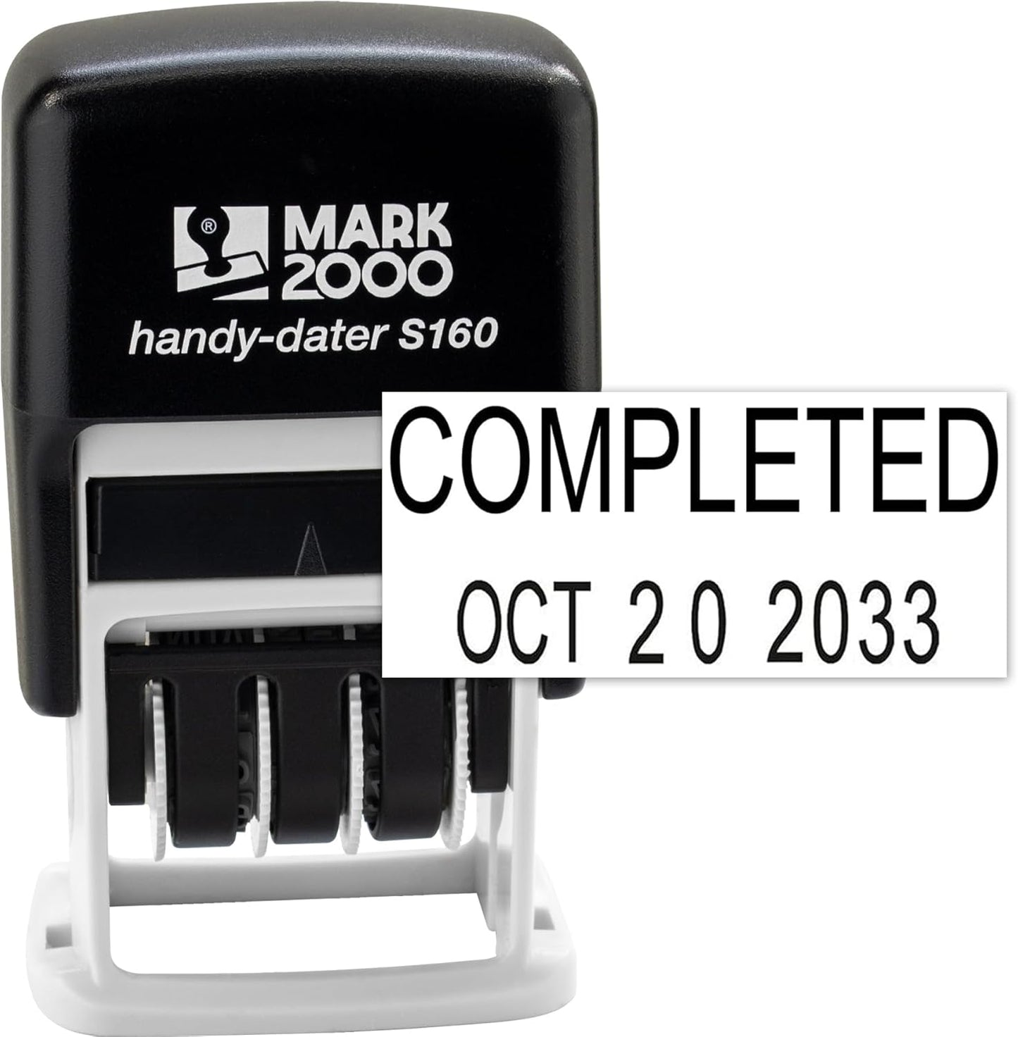 Mark 2000 Self-Inking Rubber Date Office Stamp with Completed Phrase & Date - Black Ink (Handy-Dater S160), 12-Year Band