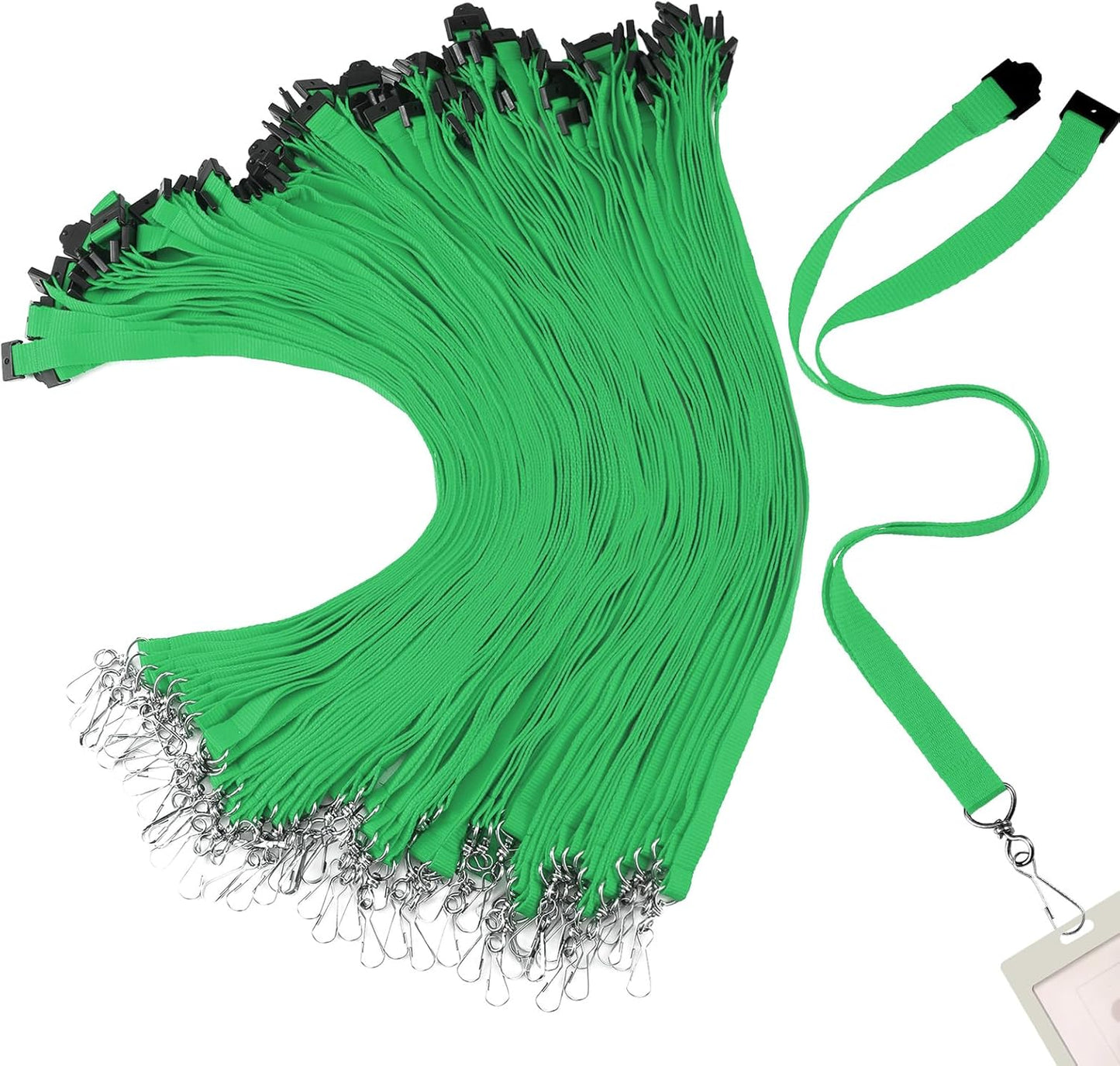 Patelai 60 Pcs Breakaway Lanyards with J Hook Bulk Flat for ID Badges Neck Badge Lanyards Card Nametag Holder Neck Straps (Green)