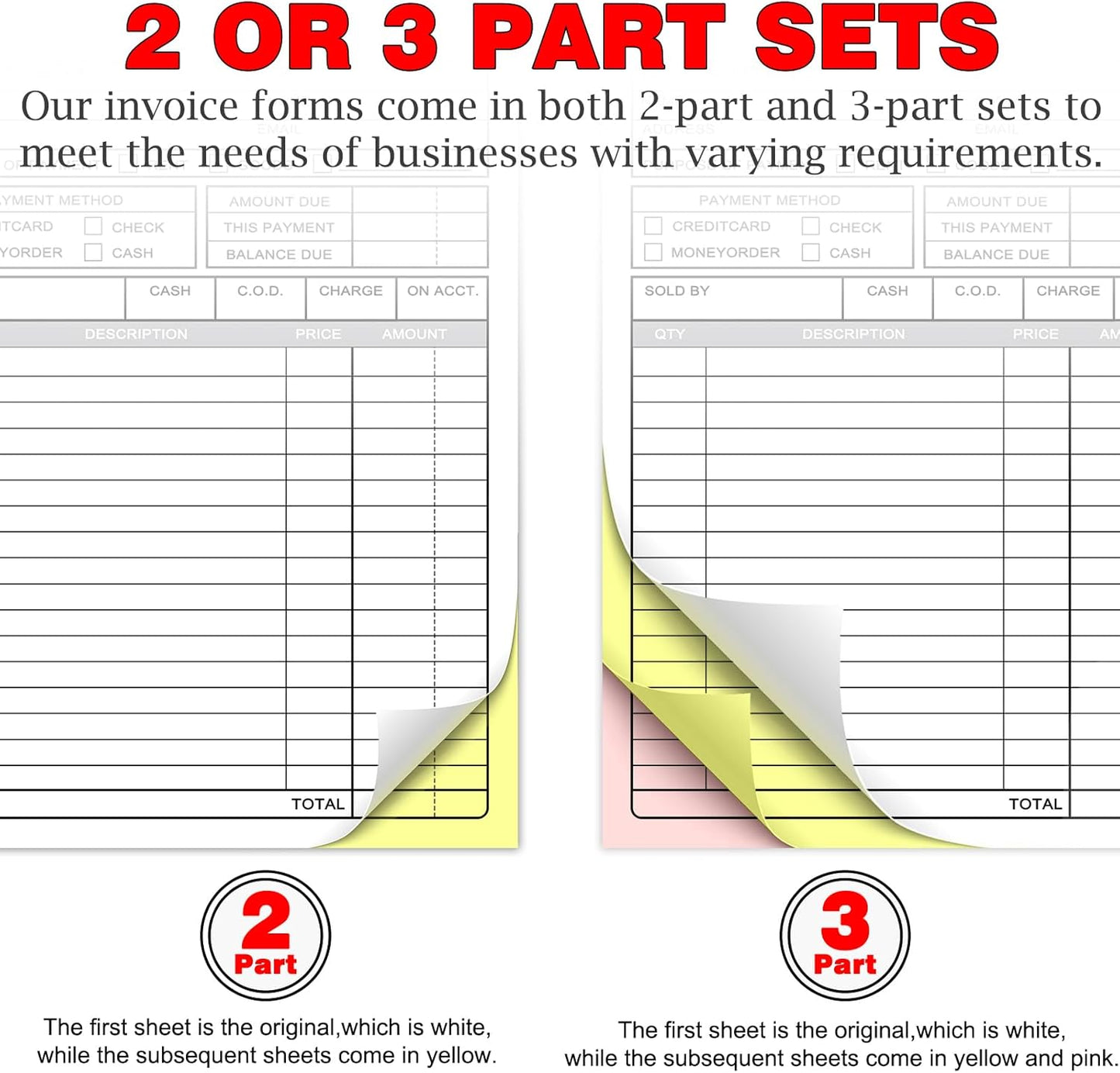 Custom Invoice Book for Small Business,8.5 x 7 Inches Invoice Receipt Book,2-Part Carbonless Forms, Personalized Company Name, Address, Phone Number