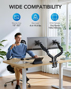 HUANUO FlowLift™ Dual Monitor Stand, Fully Adjustable Gaming Monitor Desk Mount - Image 2