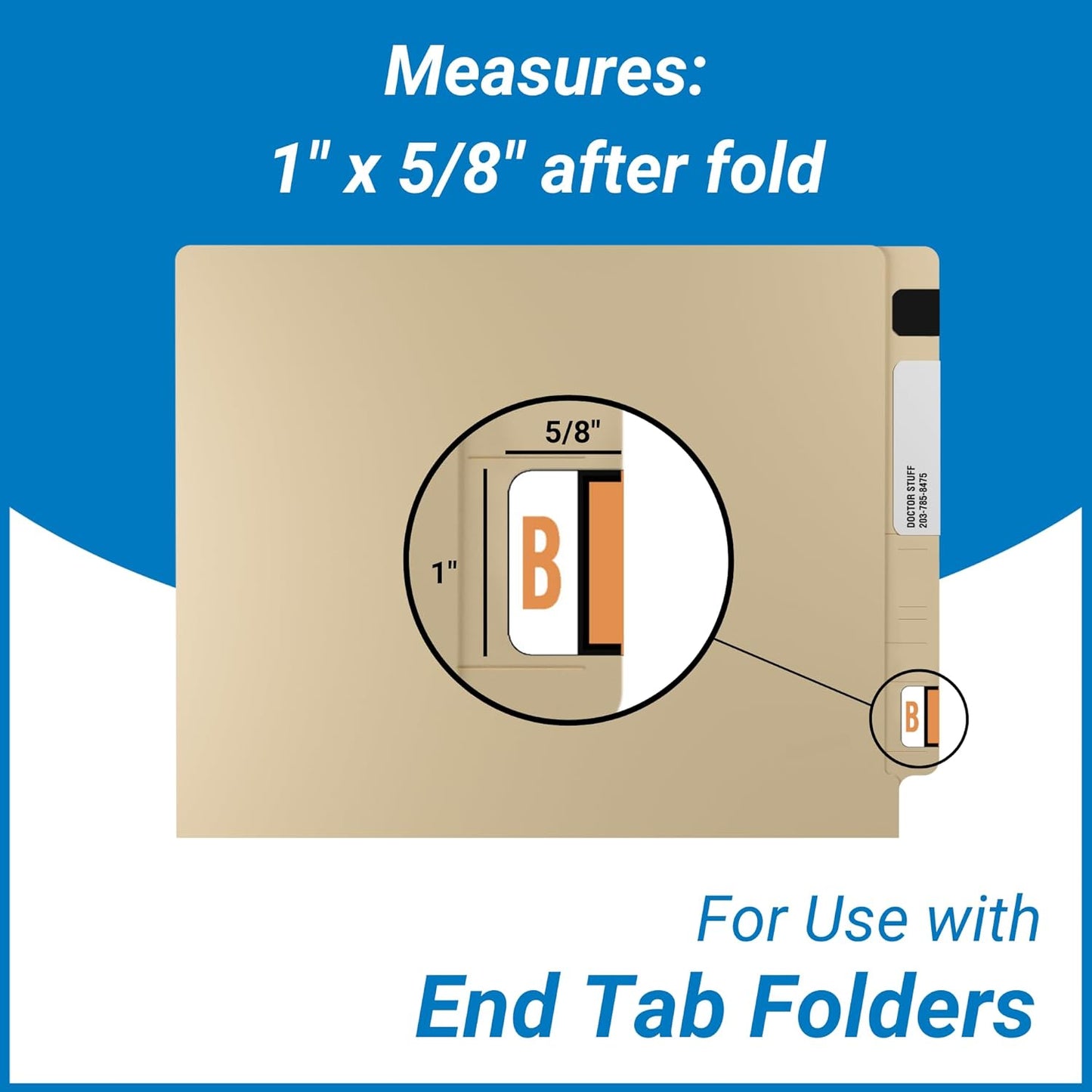 Doctor Stuff - File Folder Labels, Alphabet Letter B Stickers, Compatible with Smead BCCR/BCCS - TPAM Series Alpha Stickers Fluorescent Orange, 1" x 1-1/4", 120 Labels per Package