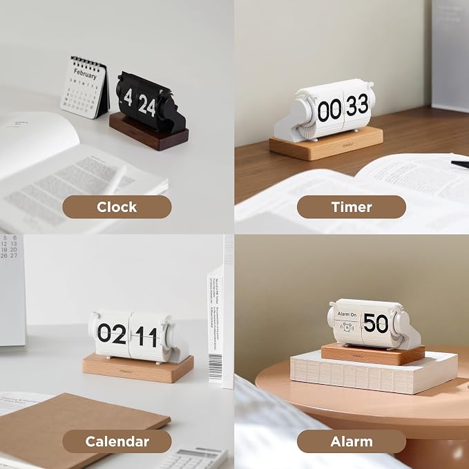 mooas Automatic Mini Flip Clock, Retro Vintage Automatic Flip Desk Clock - Image 4
