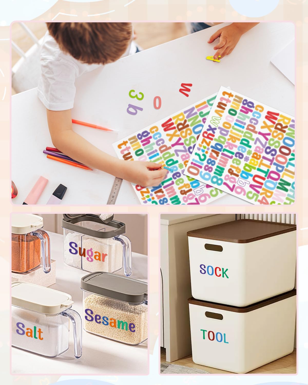 Uniclife 10 Sheets Letter Stickers, 1260 Pcs Scrapbook Stickers, 1 Inch Vinyl Number Alphabet Sticker, Self-Adhesive Stick on Letters for Mailbox Bottles Crafts Posters Decor