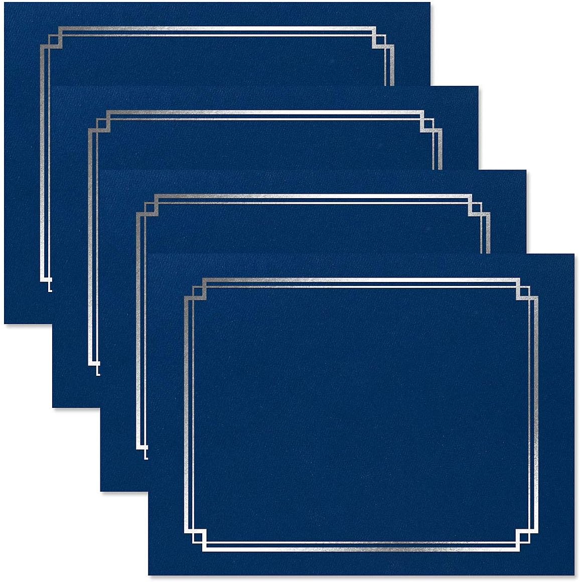 Classic Elite Award Certificate Collection - Includes 25 Certificate Papers (White/Blue), 25 Heavy Linen Folders (Blue/Silver), 25 Silver Foil Seals, Laser & Inkjet Printer Compatible