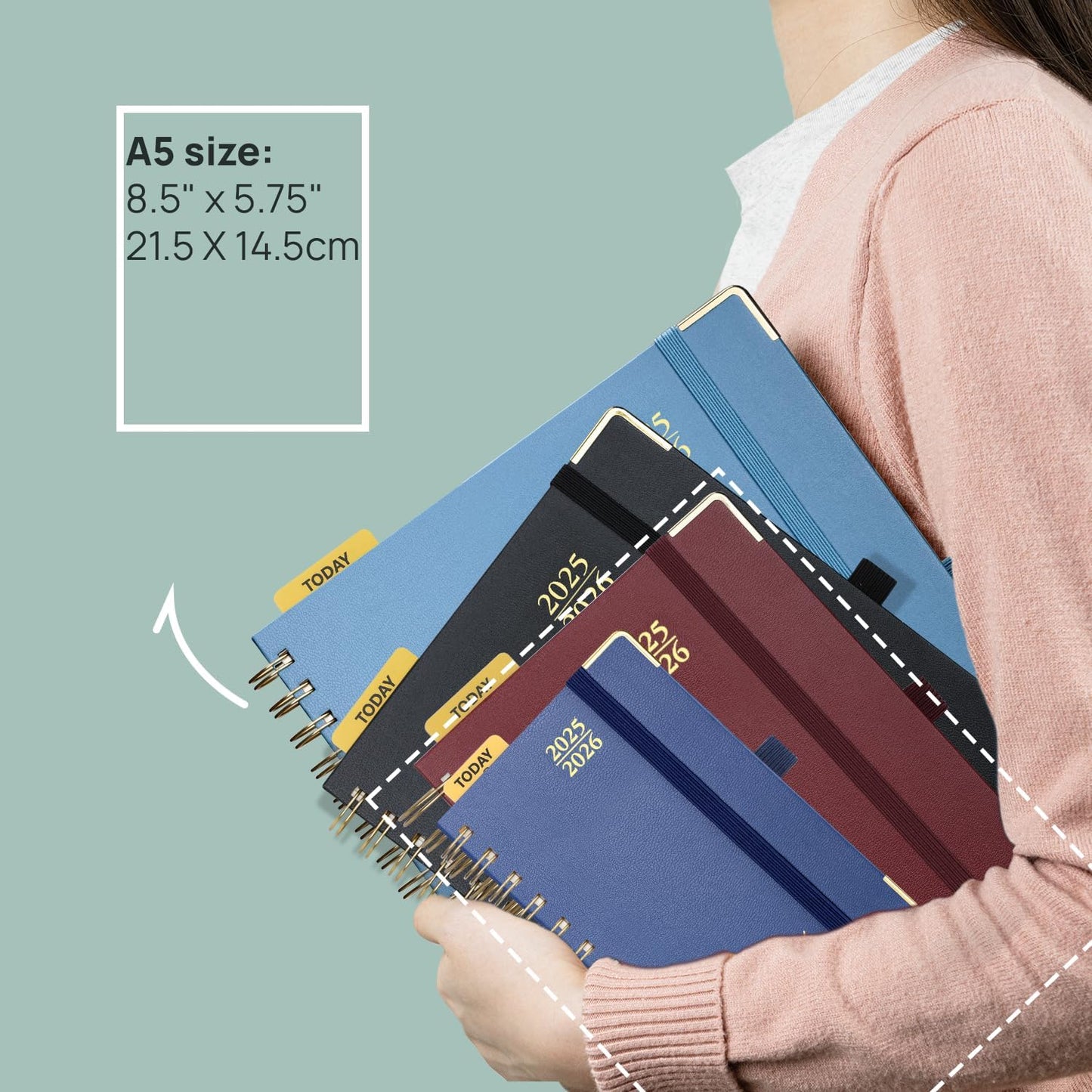 POPRUN Academic Daily Planner 2025-2026 One Page A Day - [5.75" x 8.5"- Spiral Hard Cover], Appointment Book (July 2025 - June 2026) with Monthly Calendar - Violet