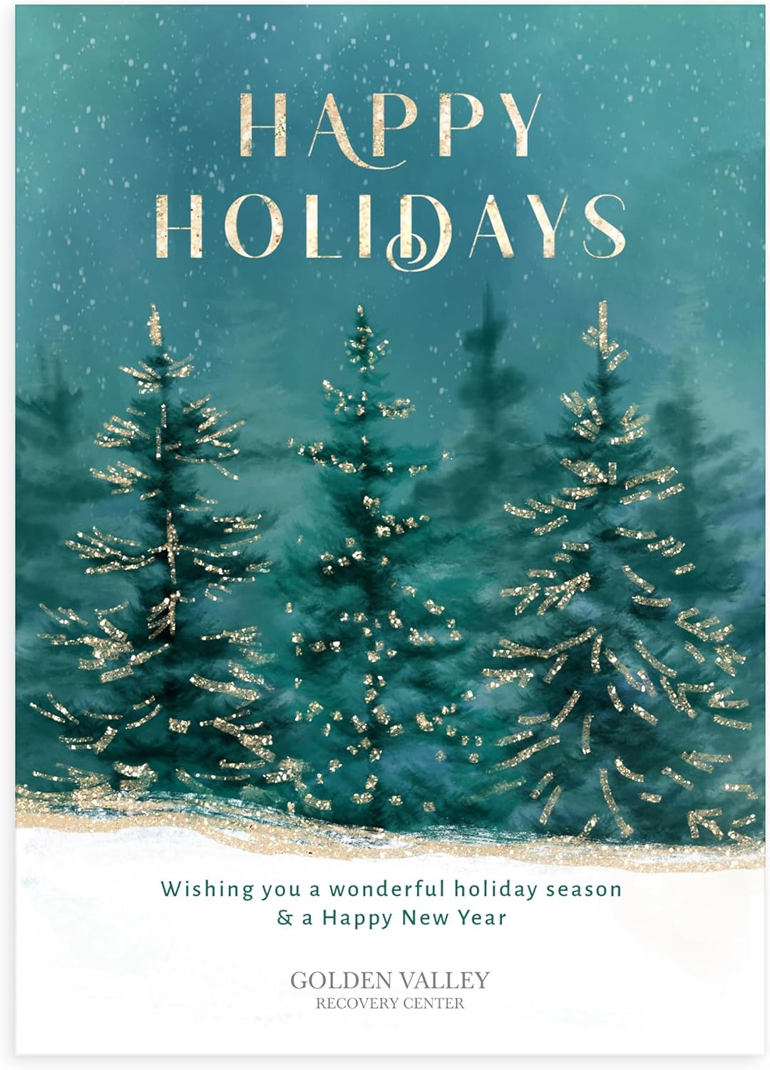 Let's Make Memories Personalized Business Christmas Cards with Envelopes - Premium Quality - 5x7-2025 Holiday Cards & White Envelopes - Gilded Trees - 15 ct