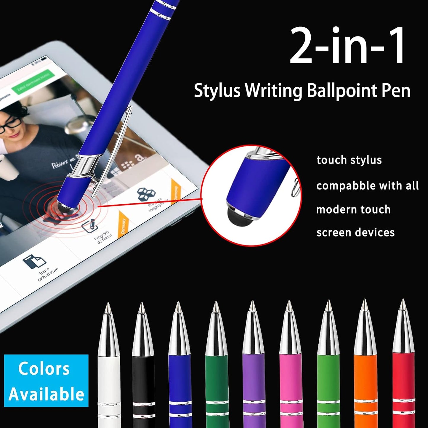 Max 500 Pcs Personalized Pens Bulk, Custom Pens with Free Engraving, Customized Stylus Tip Ballpoint Pen with Your Name Massage Text for School Office Business Graduation Anniversaries-20 Packs