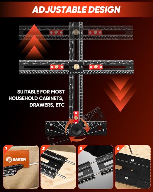 Saker 4-in-1 Scriber Marking Line Ruler, 29.5in Spliceable Extended T Square - Image 4