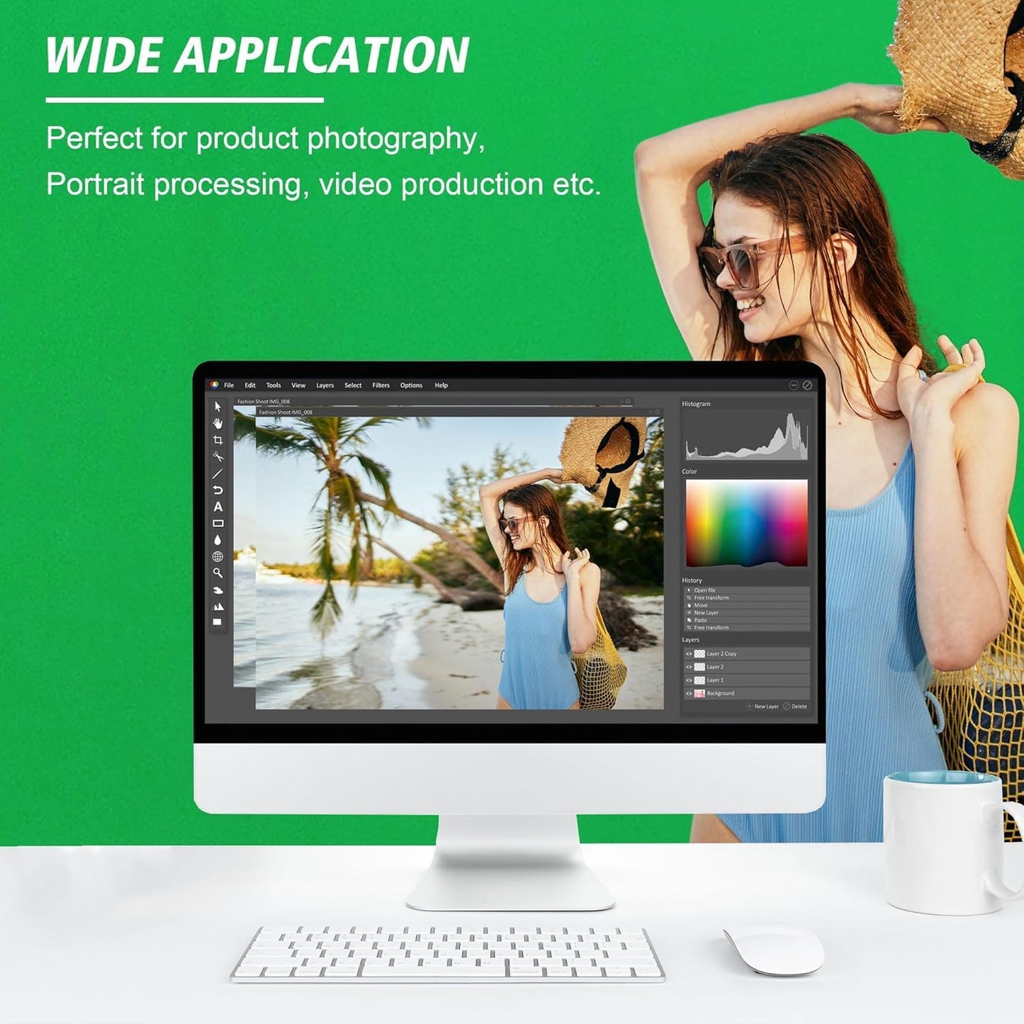 8.5 x20 FT Green Screen Backdrop - Polyester Fabric for Video Streaming, Portrait Photoshoot, Wall Mounted, Parties and Small Events