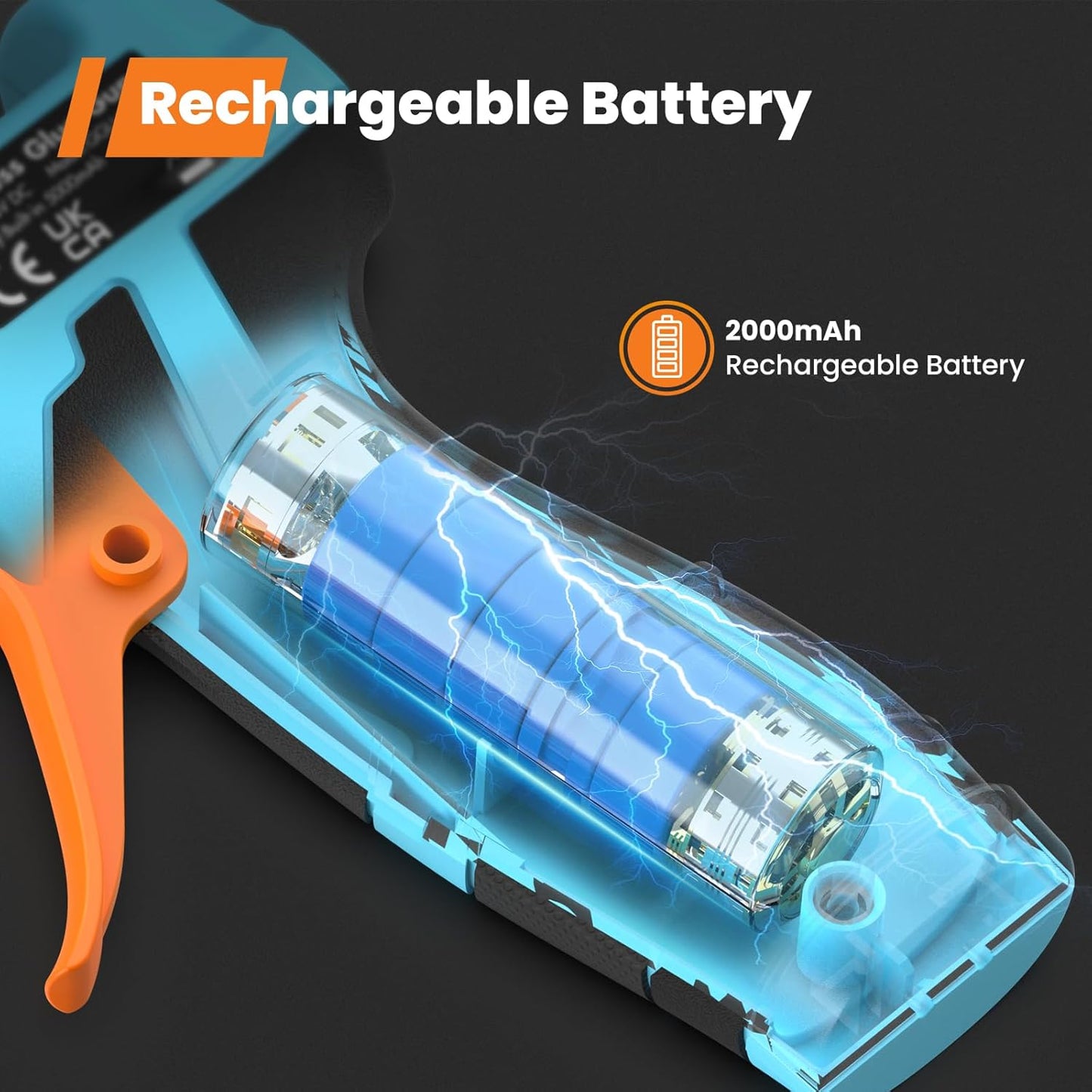 GoGonova Cordless Hot Glue Gun, 15s Fast Preheating with 2Ah Built-in Battery Hot Melt Glue Gun, Smart Power-Off, Kit with 25 Pcs Premium Mini Glue Sticks and USB-C Charging Port