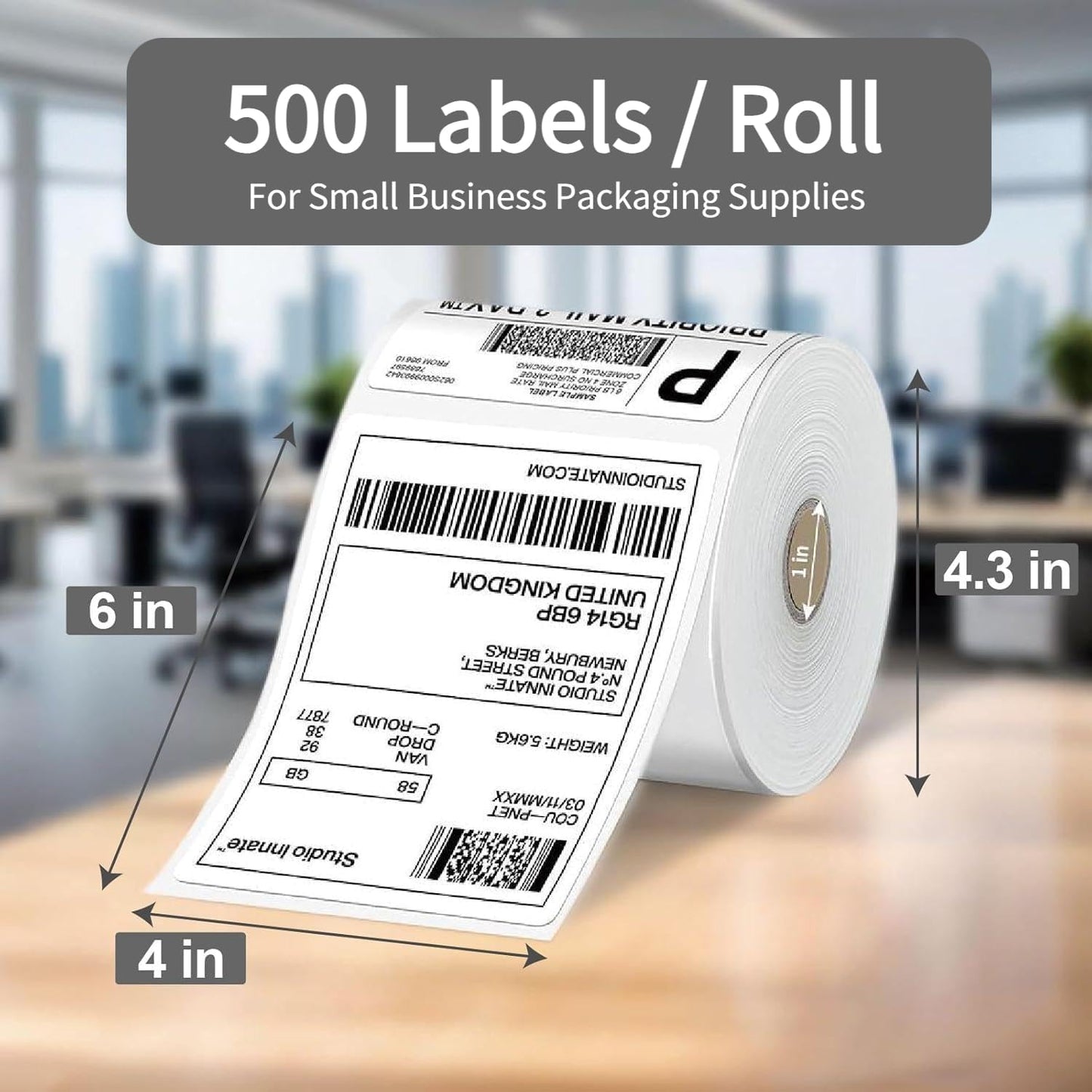 HUOJI 4x6 Direct Thermal Shipping Labels, 8 Rolls 4000 Labels, Compatible with Rollo, Zebra, MUNBYN Printers, Commercial Grade