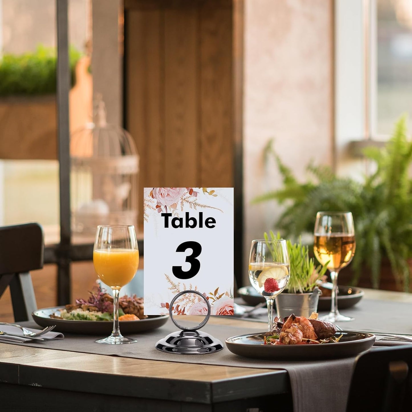 24 Pcs Table Number Holders Metal Place Card Holders Table Number Stands Tabletop Menu Sign Stands for Wedding Restaurant Recipe Banquet Birthday (Gunmetal Grey)