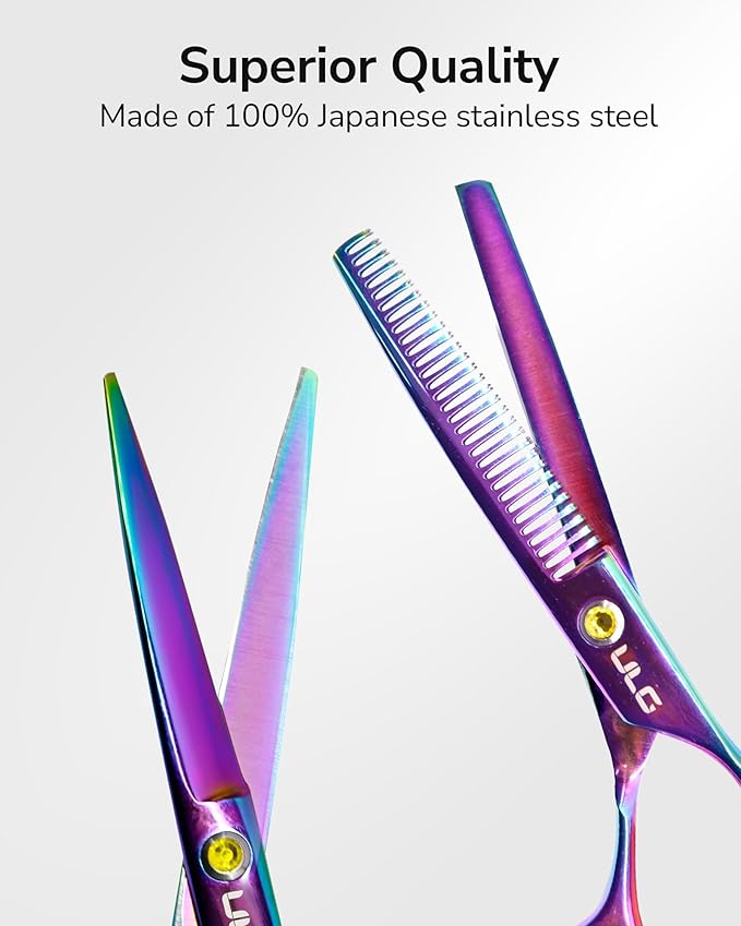 ULG Professional Hair Scissors Kit Right-Hand Razor Edge Barber Scissors Salon - Image 2