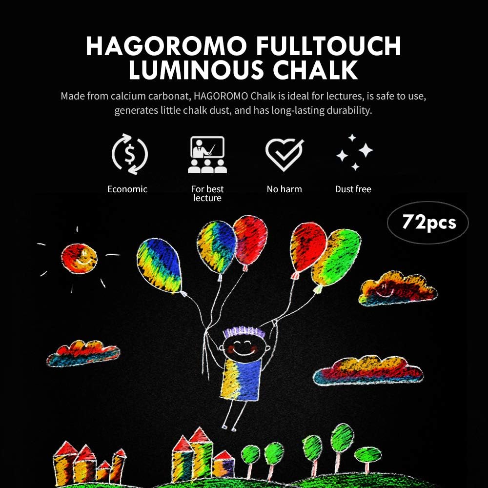Hagoromo Fulltouch Luminous Chalk 1 Box, Non-Toxic, Dustless [72 Pcs/Orange]