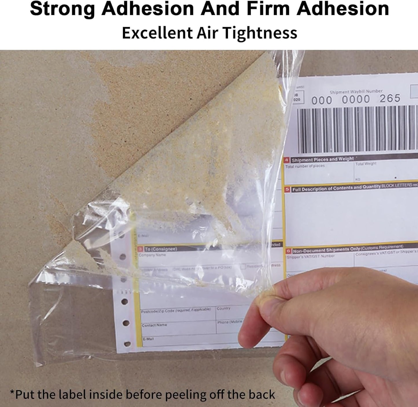 7.5'' x 5.5'' Packing List Pouches, Shipping Label Envelopes Clear Self-Adhesive Top Loading (7.5x5.5 in-100 Bags)